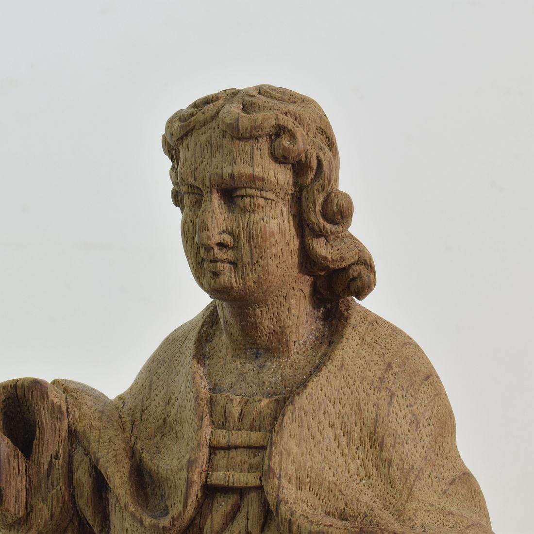 French Small 18th Century Weathered Oak Saint Statue 4