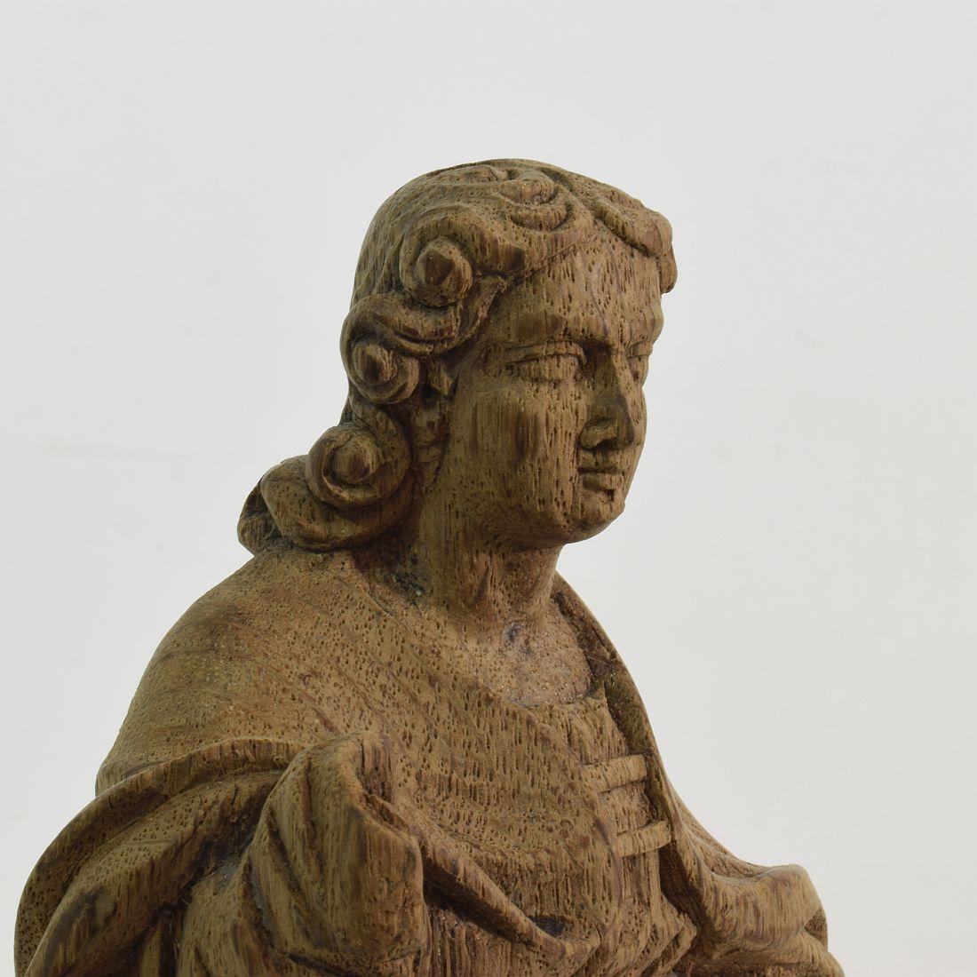 French Small 18th Century Weathered Oak Saint Statue 5