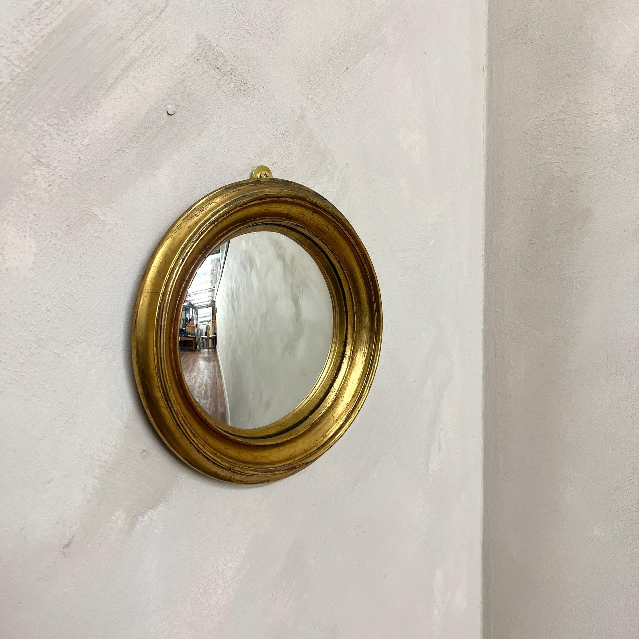 French Small 1950's Gilt Convex Mirror In Good Condition In Southampton, GB
