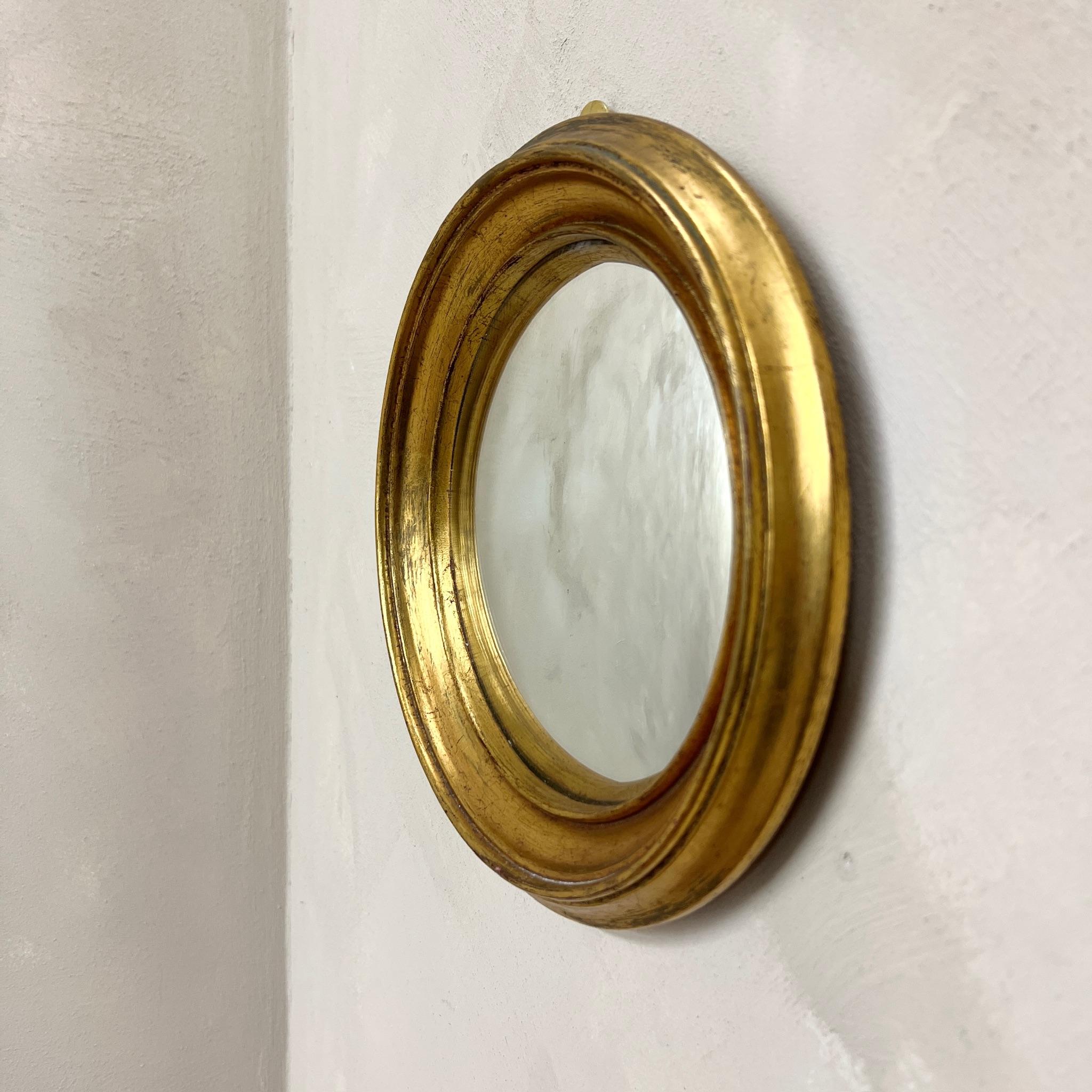 Mid-20th Century French Small 1950's Gilt Convex Mirror