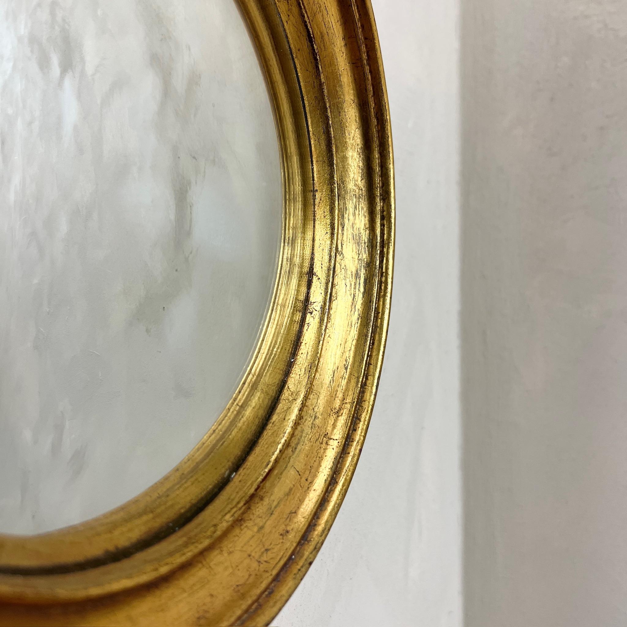French Small 1950's Gilt Convex Mirror 1