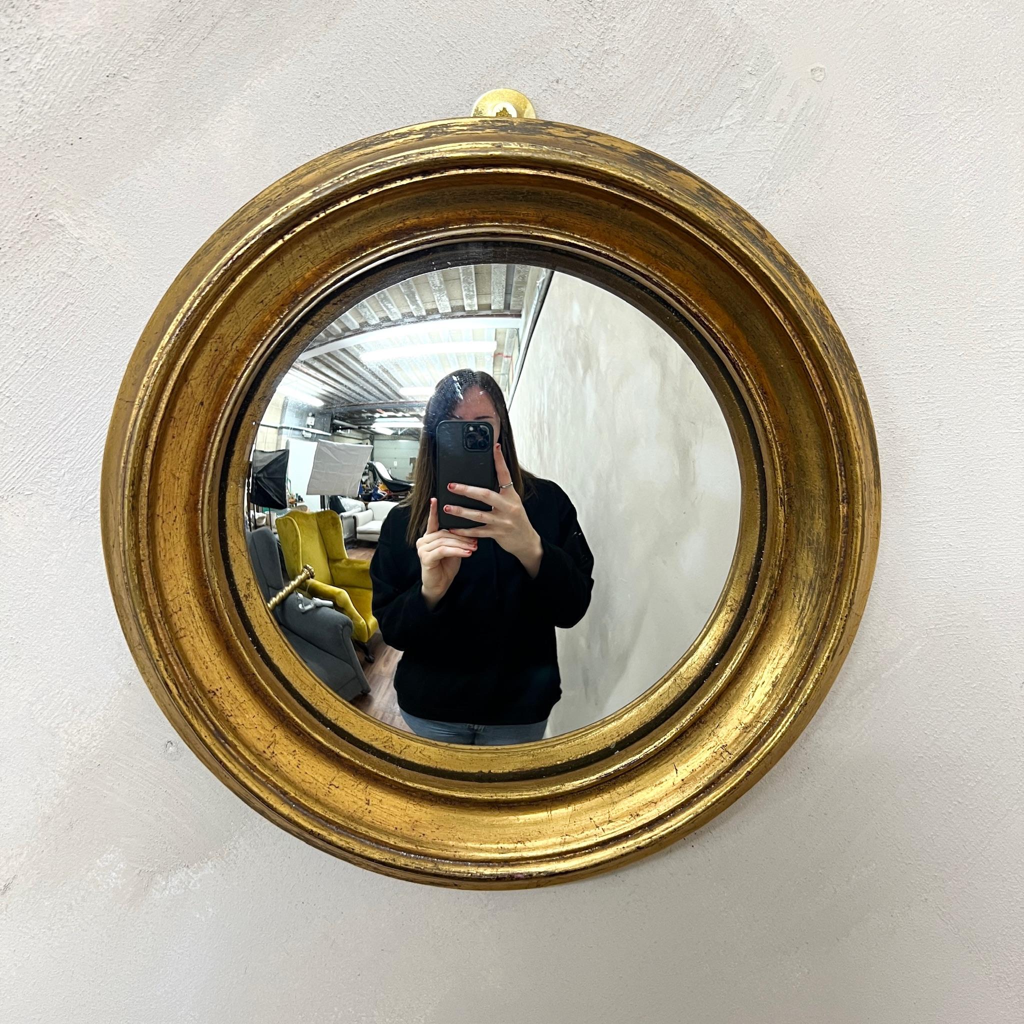 French Small 1950's Gilt Convex Mirror 3