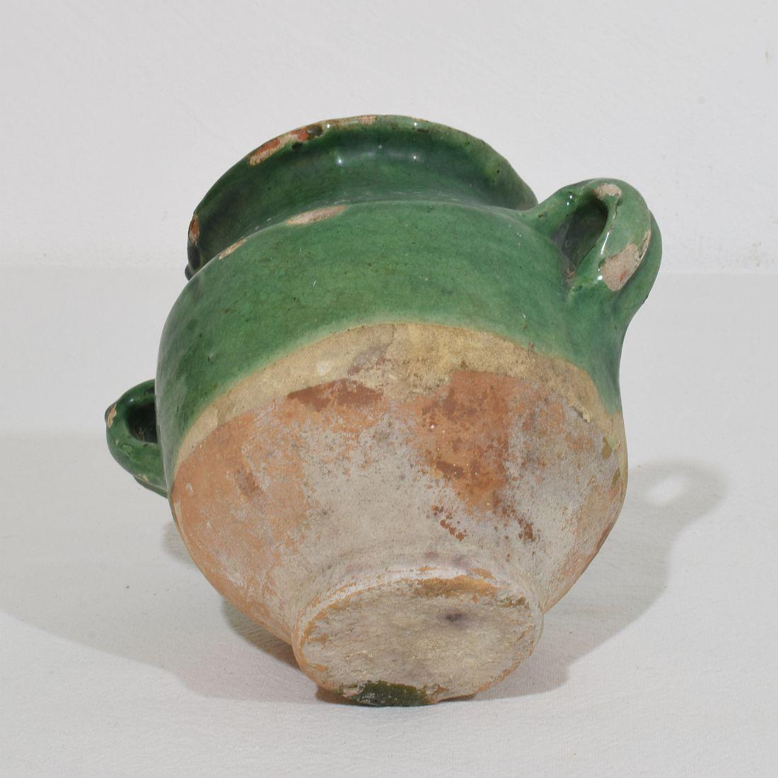 Petite jarre à confit en céramique verte du 19ème siècle. 3