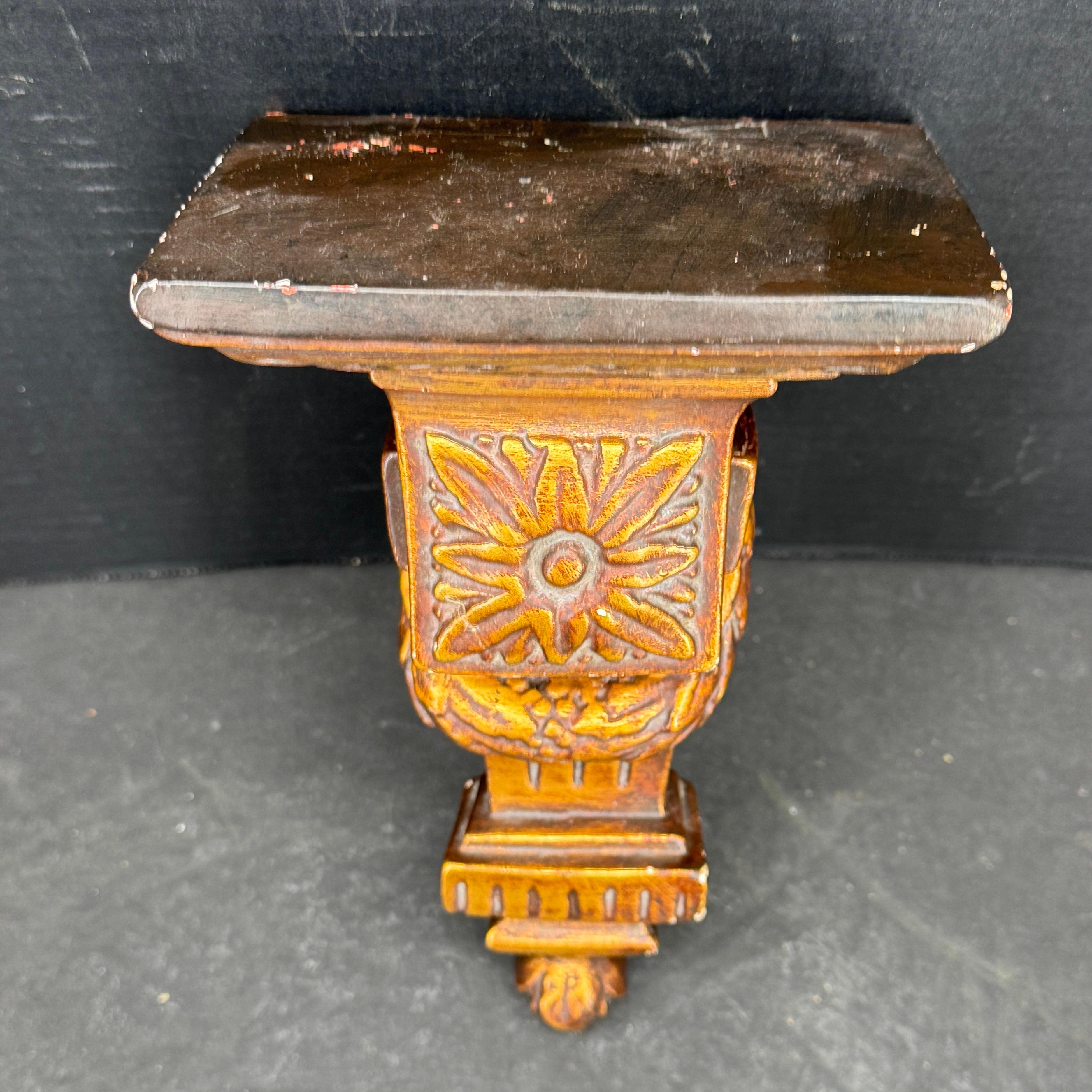 Louis XVI French Small Architectural Gilded Wall Fragment Shelf For Sale