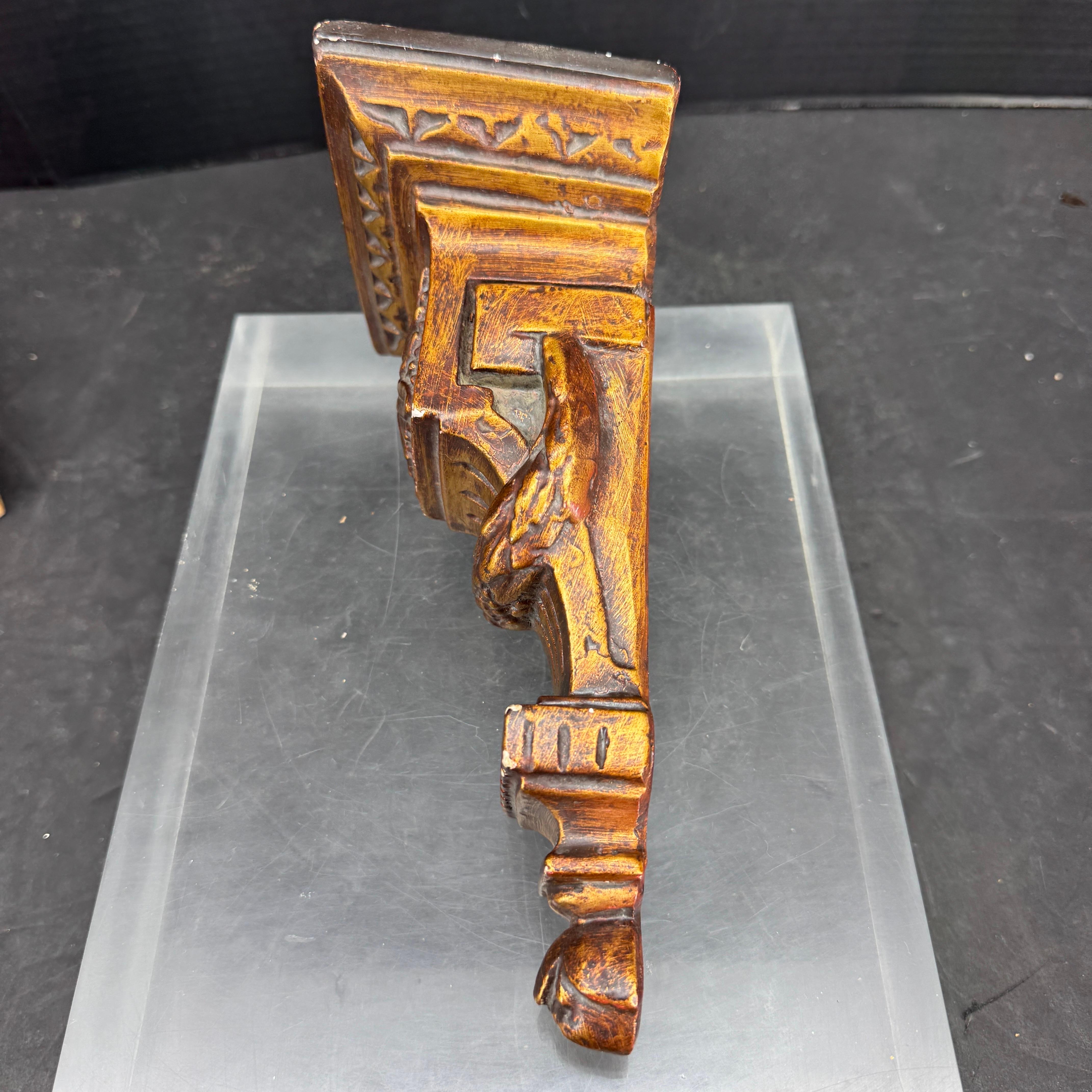 20th Century French Small Architectural Gilded Wall Fragment Shelf For Sale