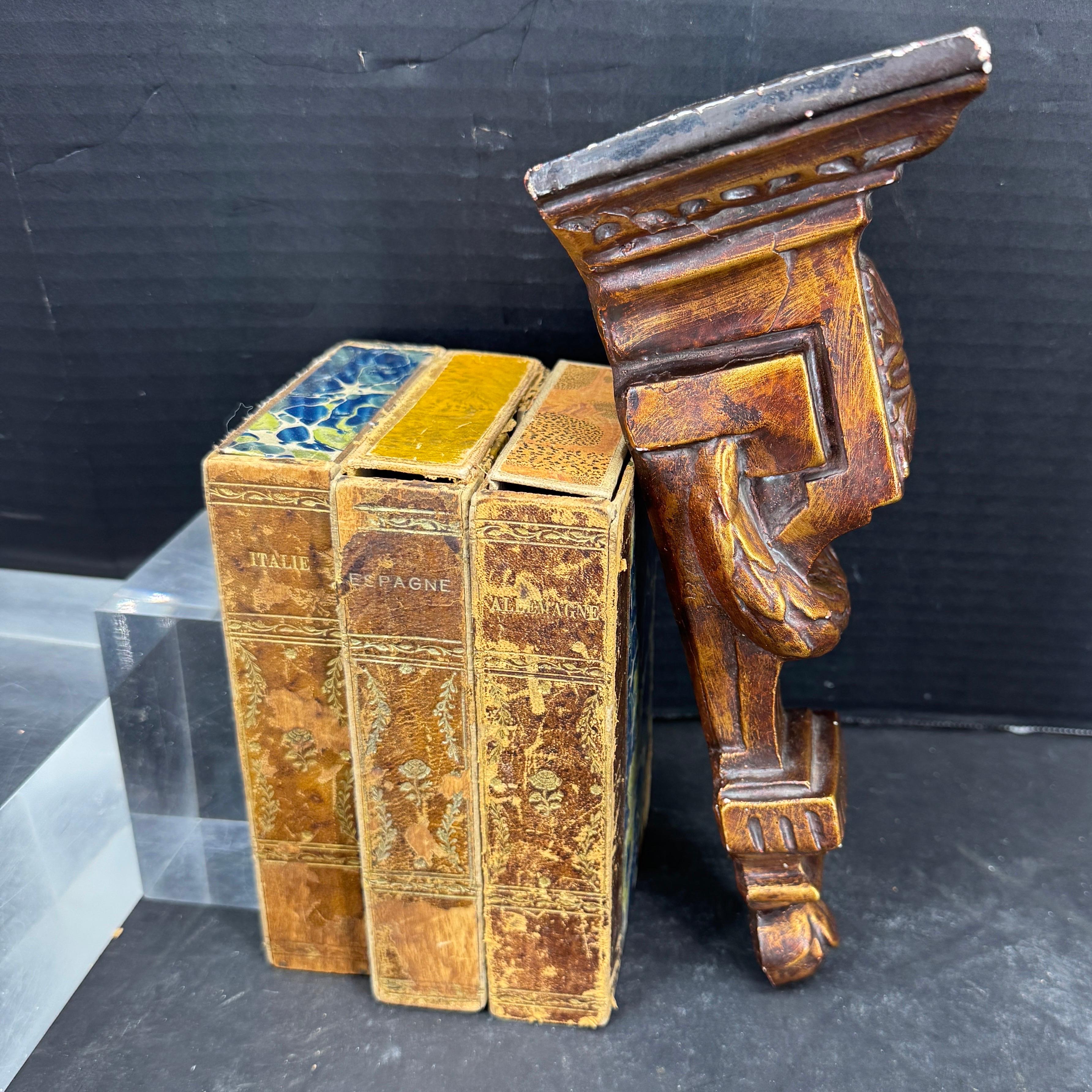 Paint French Small Architectural Gilded Wall Fragment Shelf For Sale