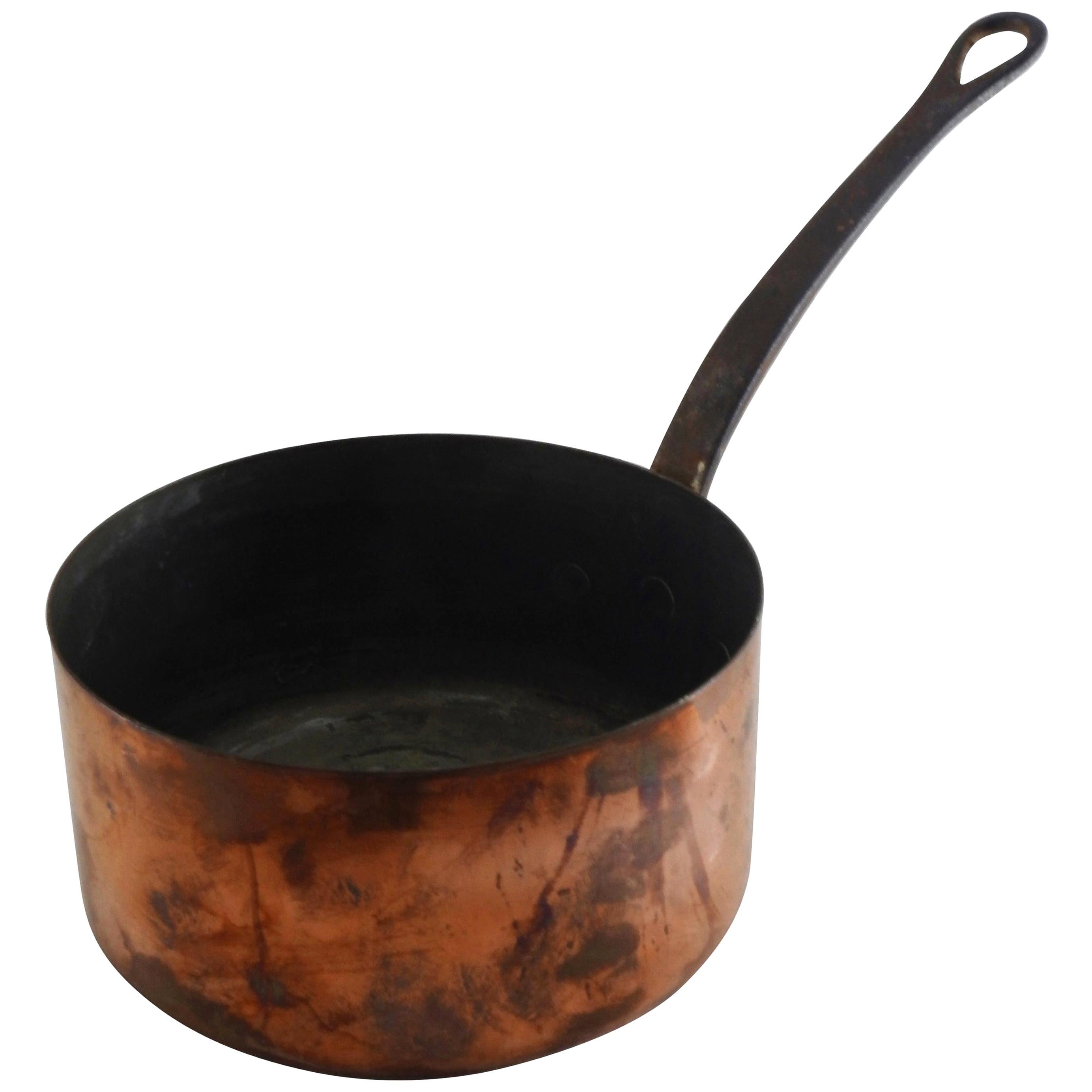 French Small Copper Stock Pan For Sale