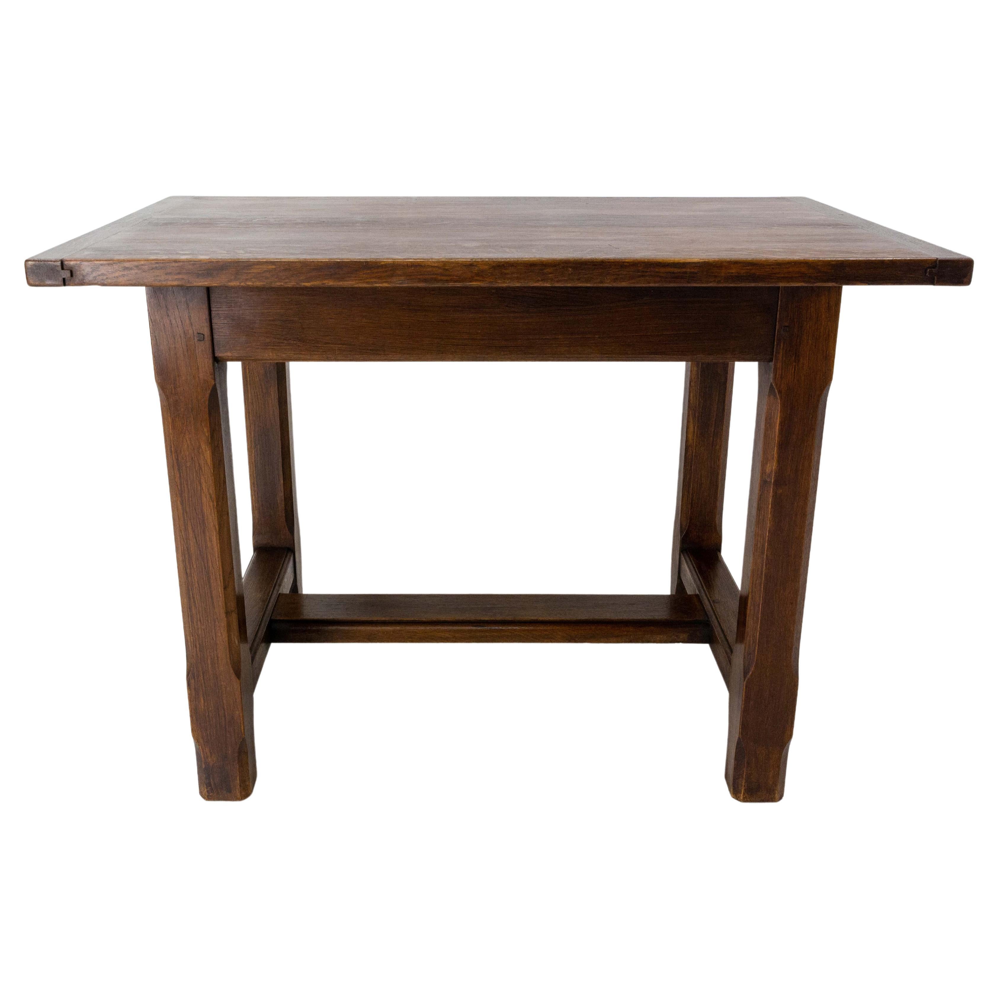 French Small Massive Oak Dining Table or Side Table, Mid-Century