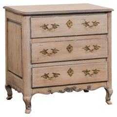 French Small-Sized Chest w/Great Rococo Brass Hardware, 19th Century