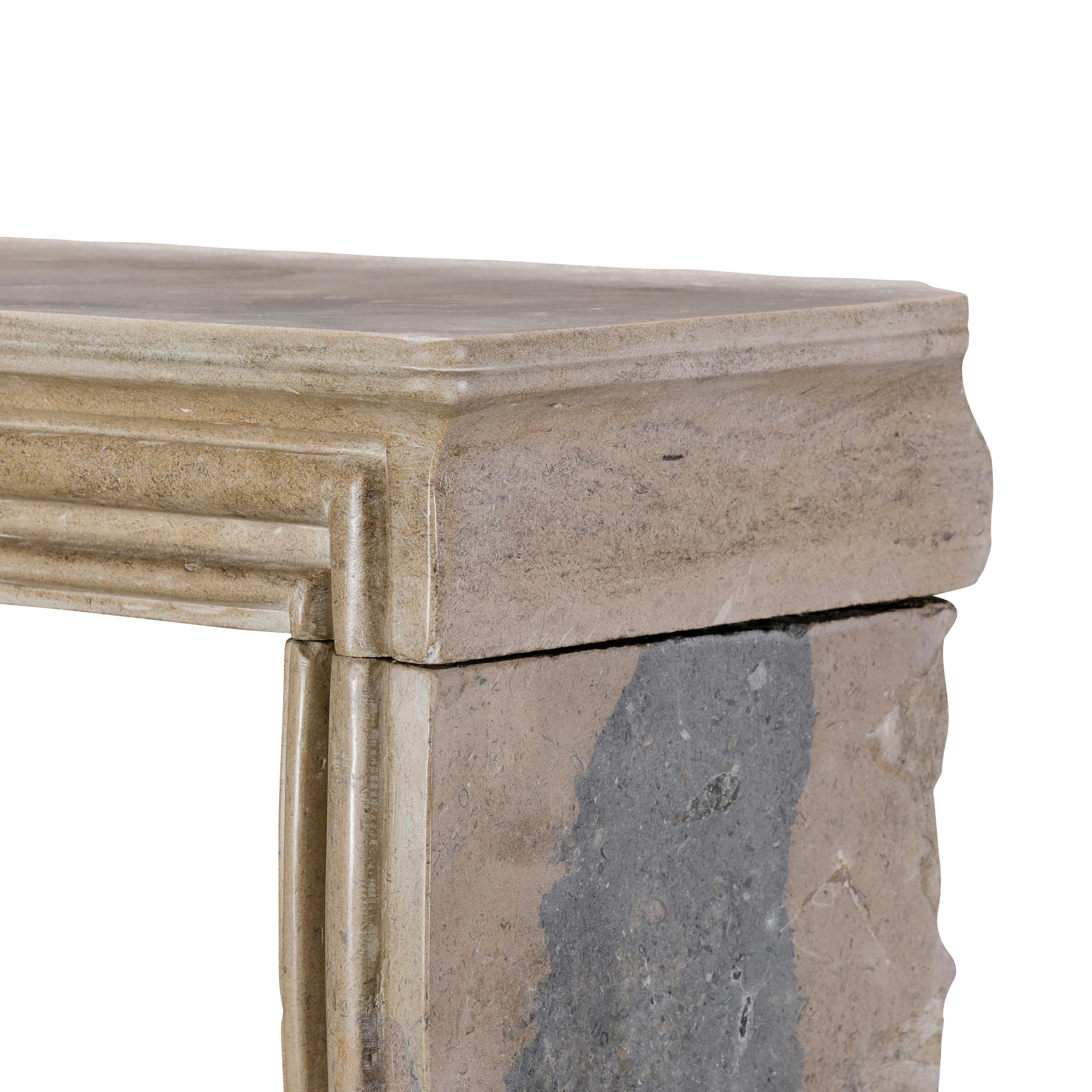 French Small Uni Tone Beige Limestone Fireplace Mantel – Burgundian Stone For Sale 7