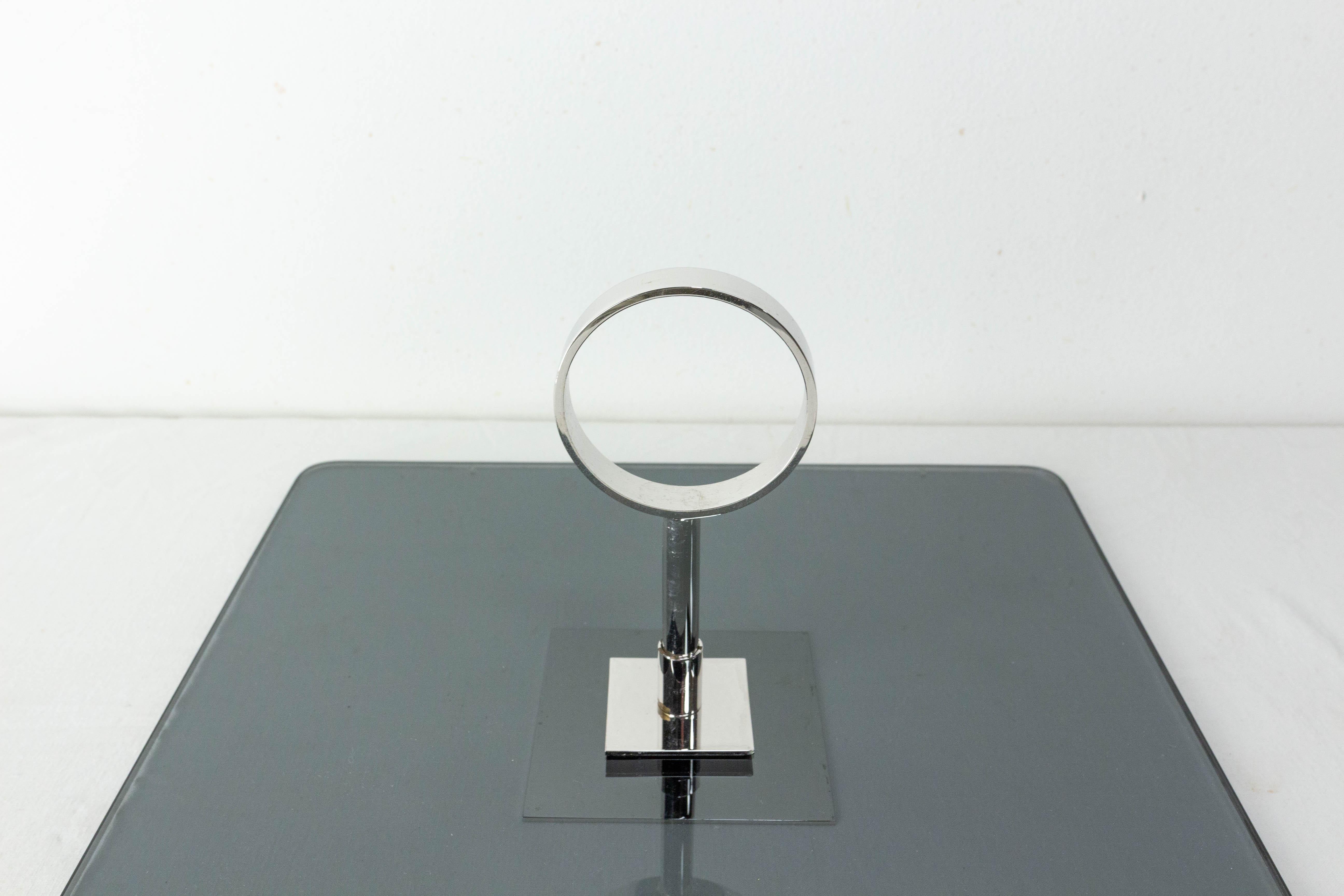 French Smoked Glass and Chrome Cheese Square Board Midcentury In Good Condition In Labrit, Landes
