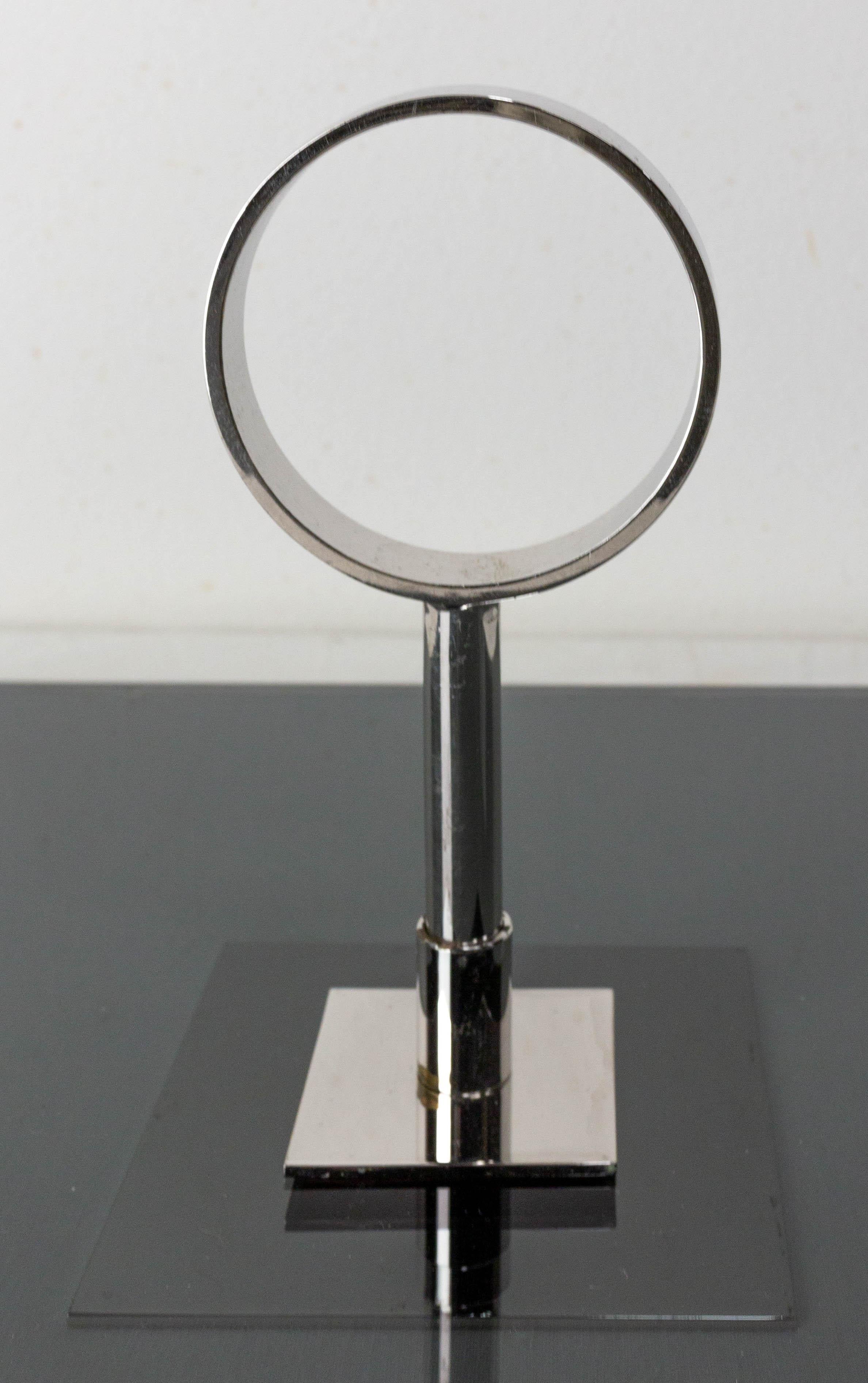 20th Century French Smoked Glass and Chrome Cheese Square Board Midcentury