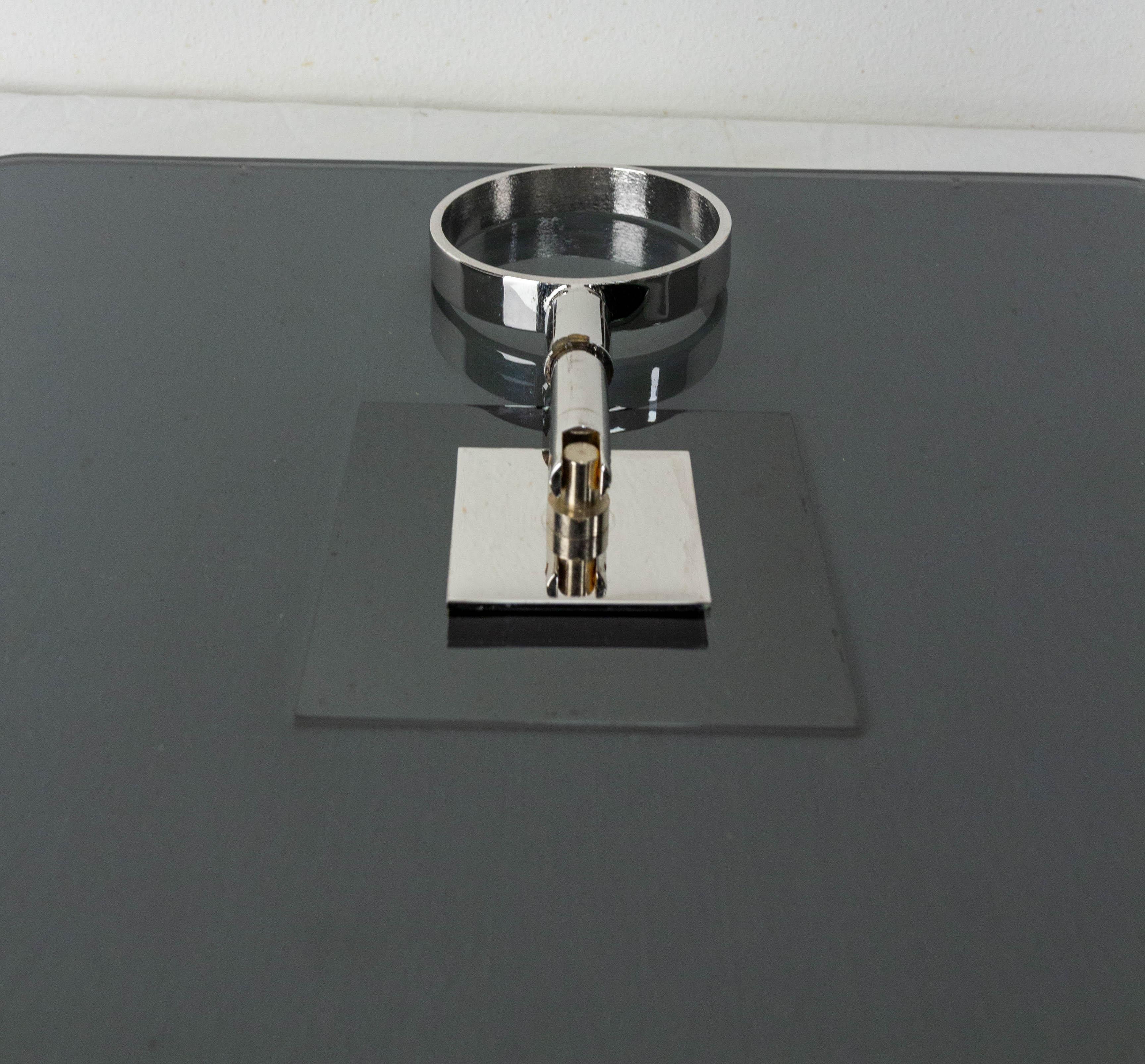 French Smoked Glass and Chrome Cheese Square Board Midcentury 2