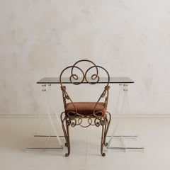 French Smoked Glass + Plexiglass Desk or Console by Marcello Gacita