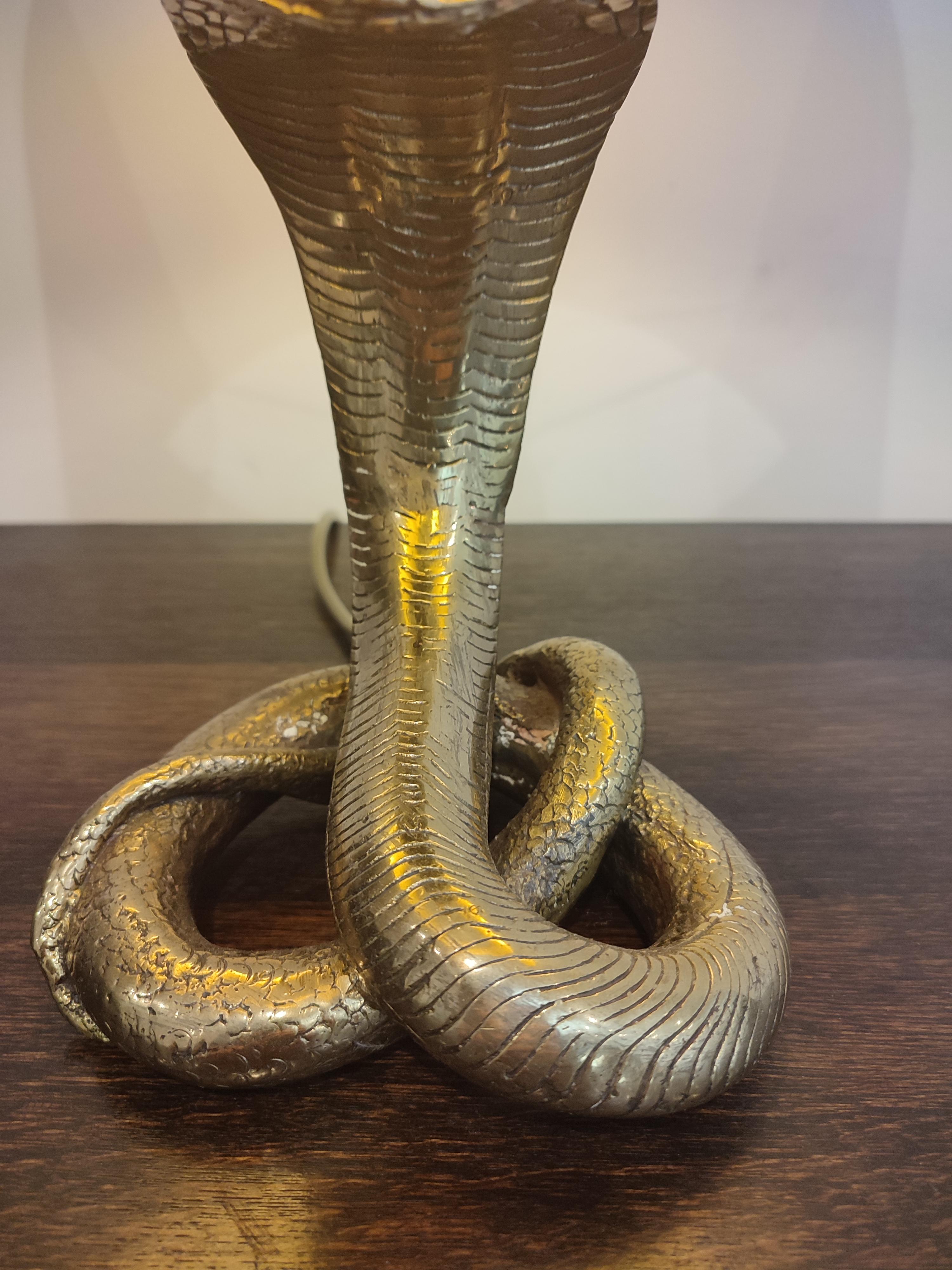 Hollywood Regency French Snake Lamp in Brass from Maison Jansen, 1970s