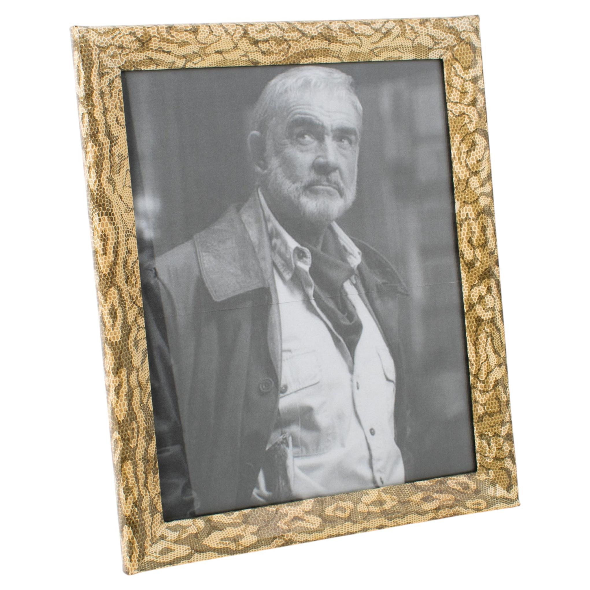 French Snake-Skin-Like Camouflage Pattern Picture Frame, circa 1960 For Sale