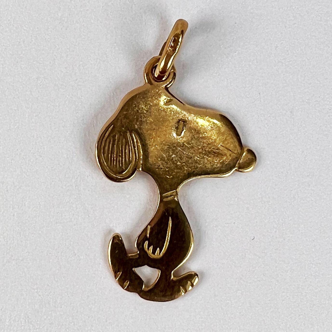 French Snoopy Dog 18K Gold Charm Pendant 3