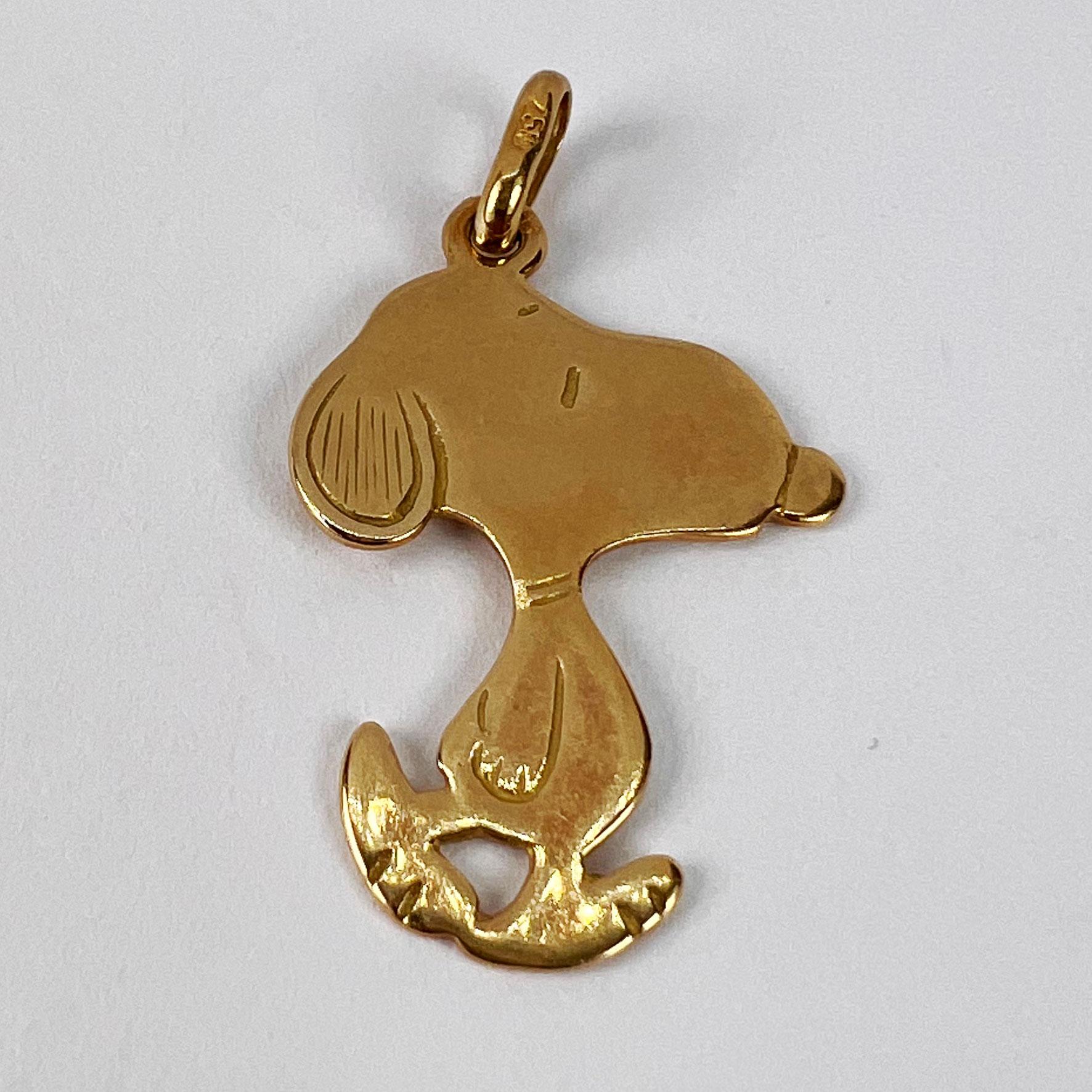 French Snoopy Dog 18K Gold Charm Pendant 4