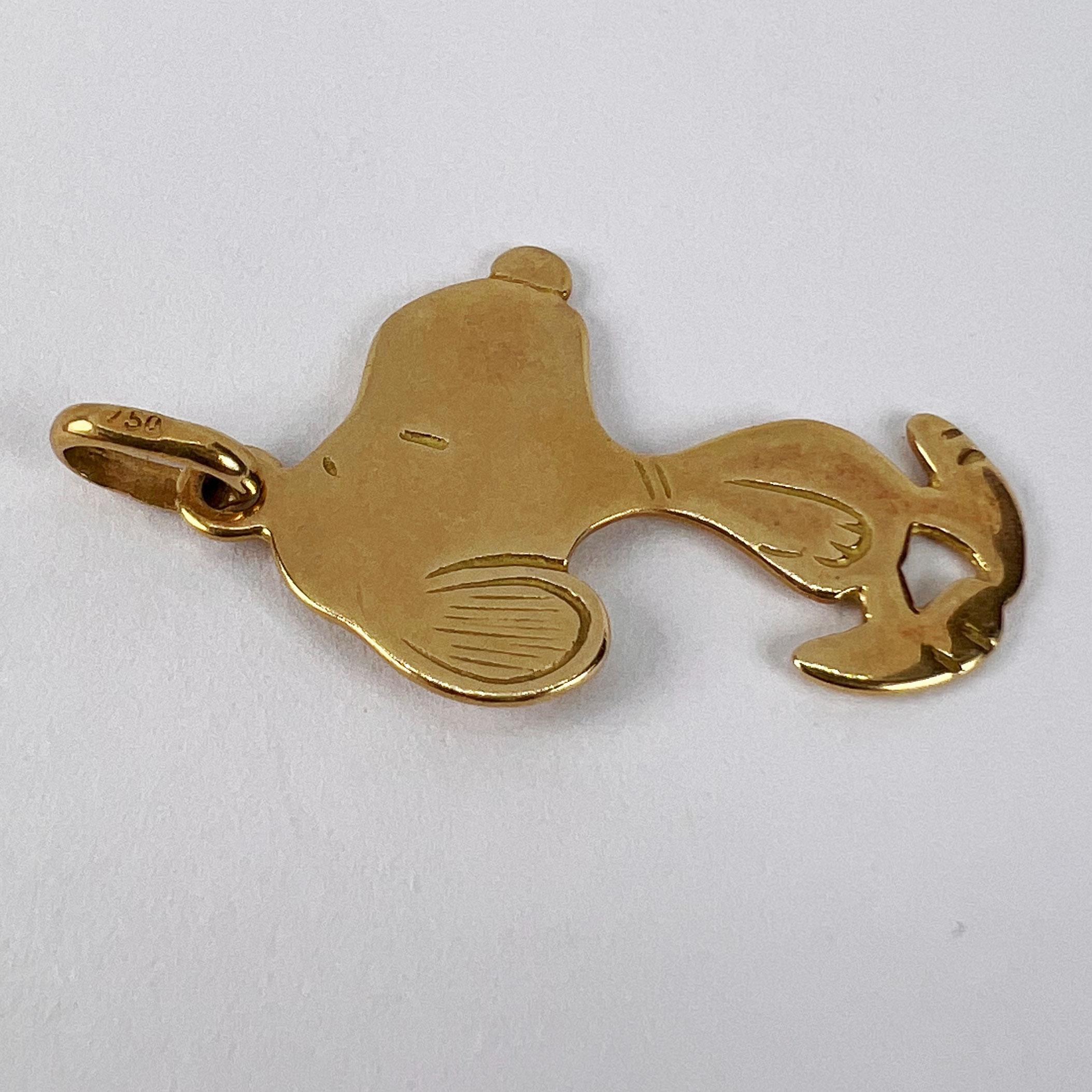 French Snoopy Dog 18K Gold Charm Pendant 5