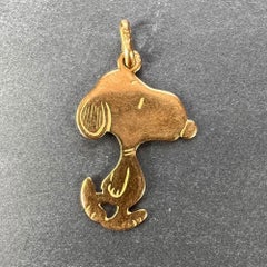French Snoopy Dog 18K Gold Charm Pendant