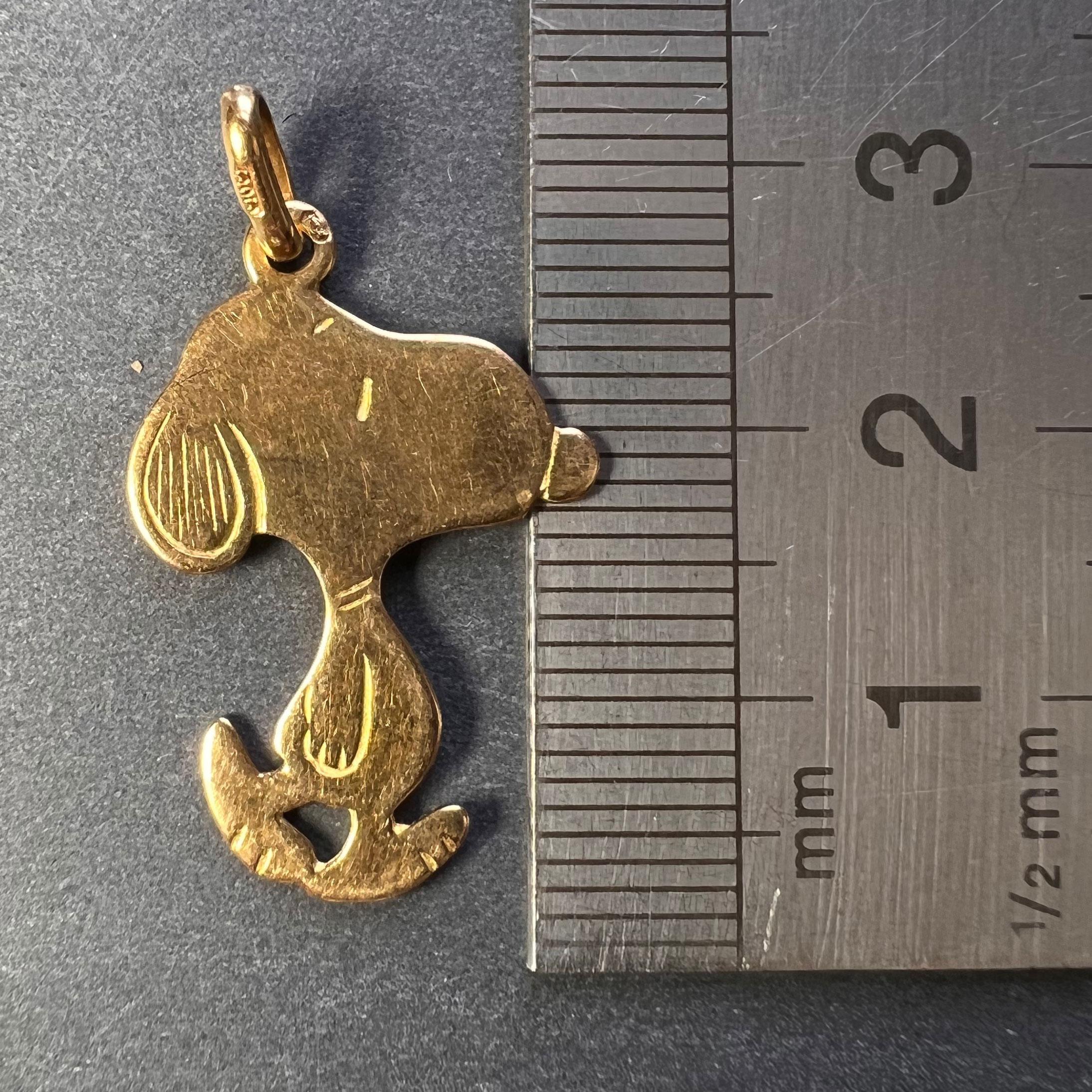 French Snoopy Dog 18K Gold Charm Pendant 1