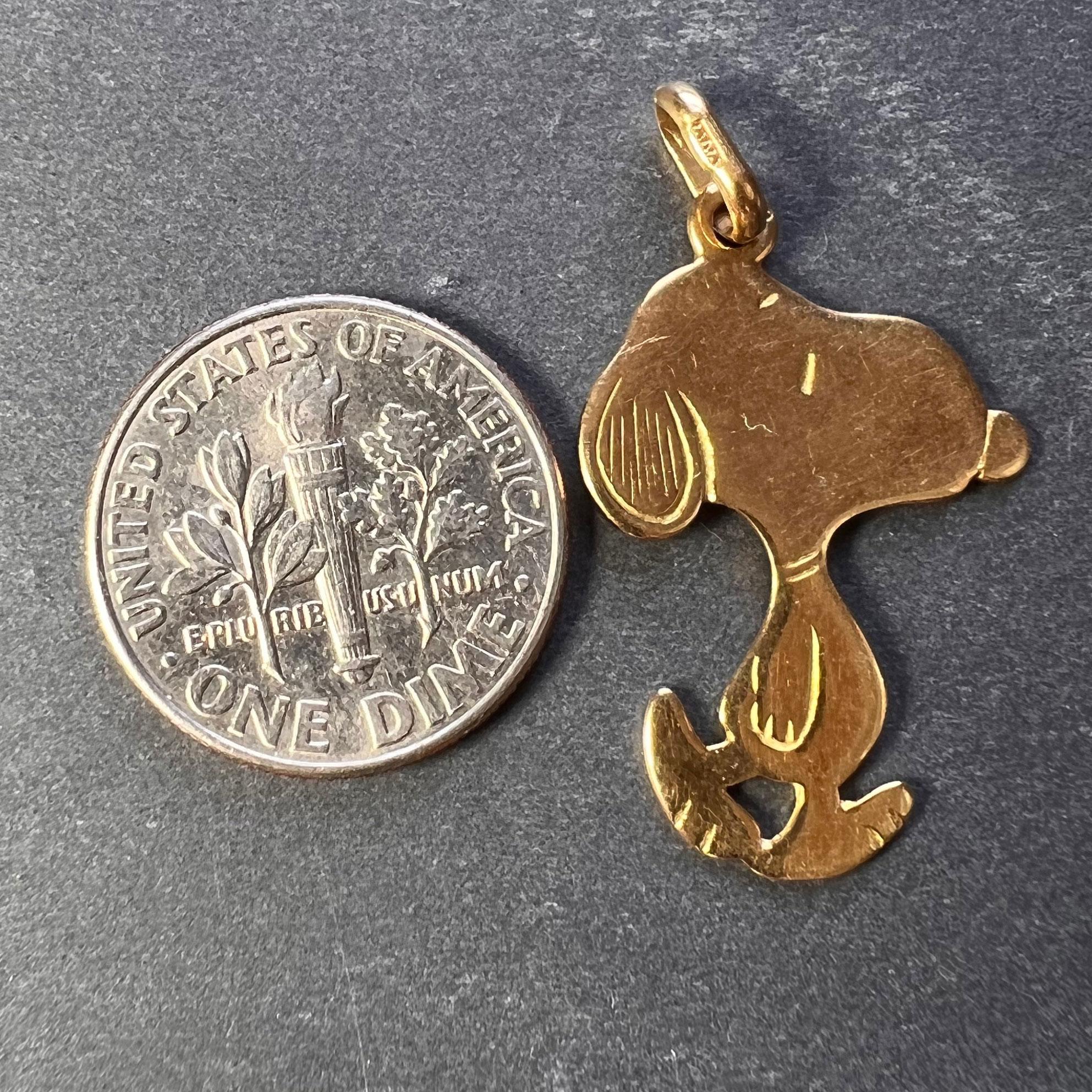 French Snoopy Dog 18K Gold Charm Pendant 2
