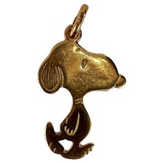 French Snoopy Dog 18K Gold Charm Pendant