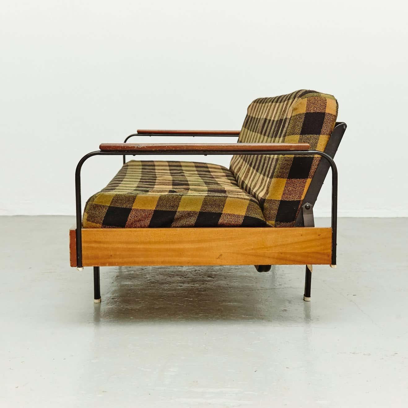 Mid-Century Modern French Sofa after Jean Prouve, circa 1950 For Sale