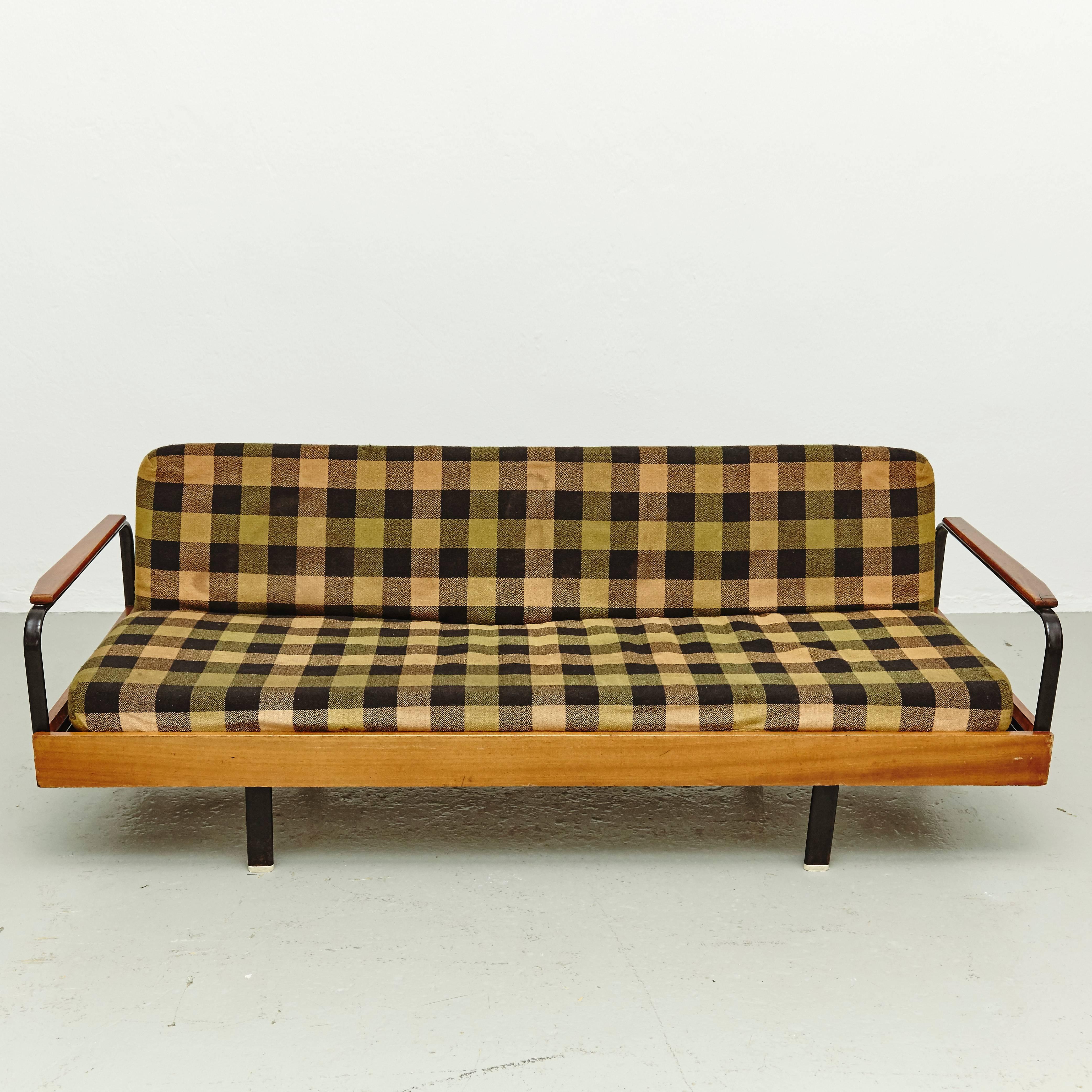 Mid-Century Modern French Sofa after Jean Prouve, circa 1950