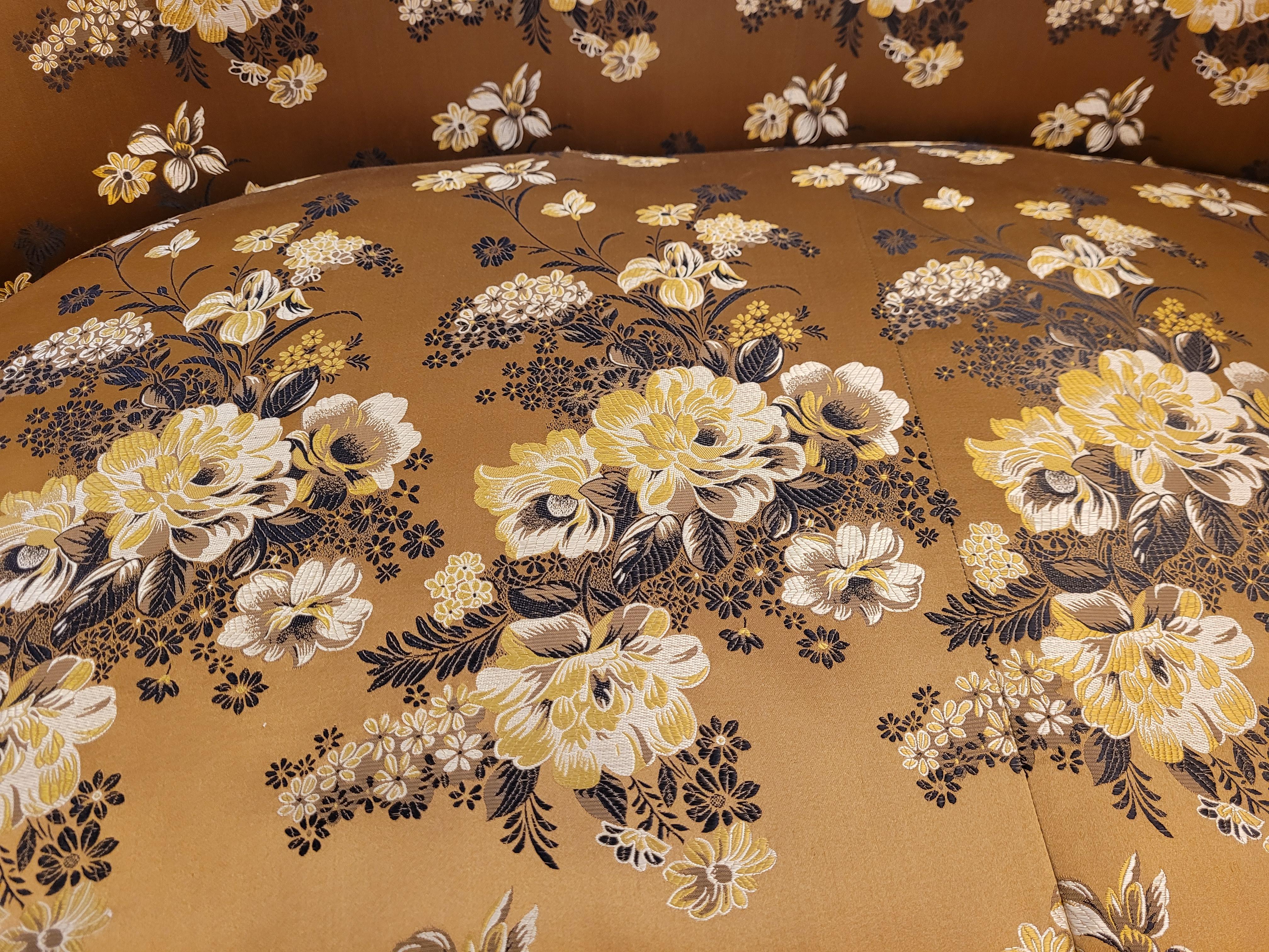 French Sofa -Canape Luis xv Gold Colour, Wood and Floral Silk 2