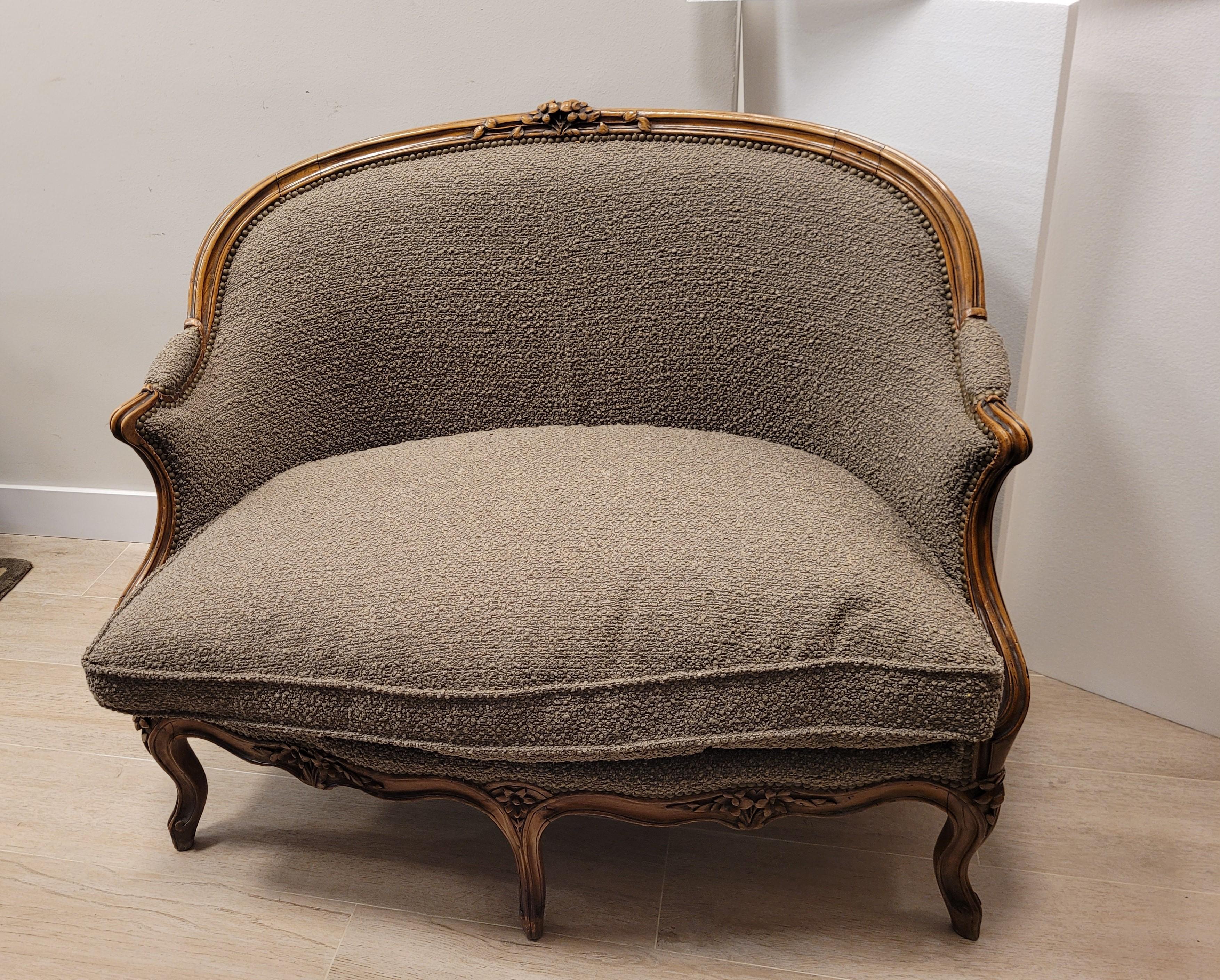 Französisches Sofa -Canape Luis xv Nerzfarbe, Holz  im Angebot 3