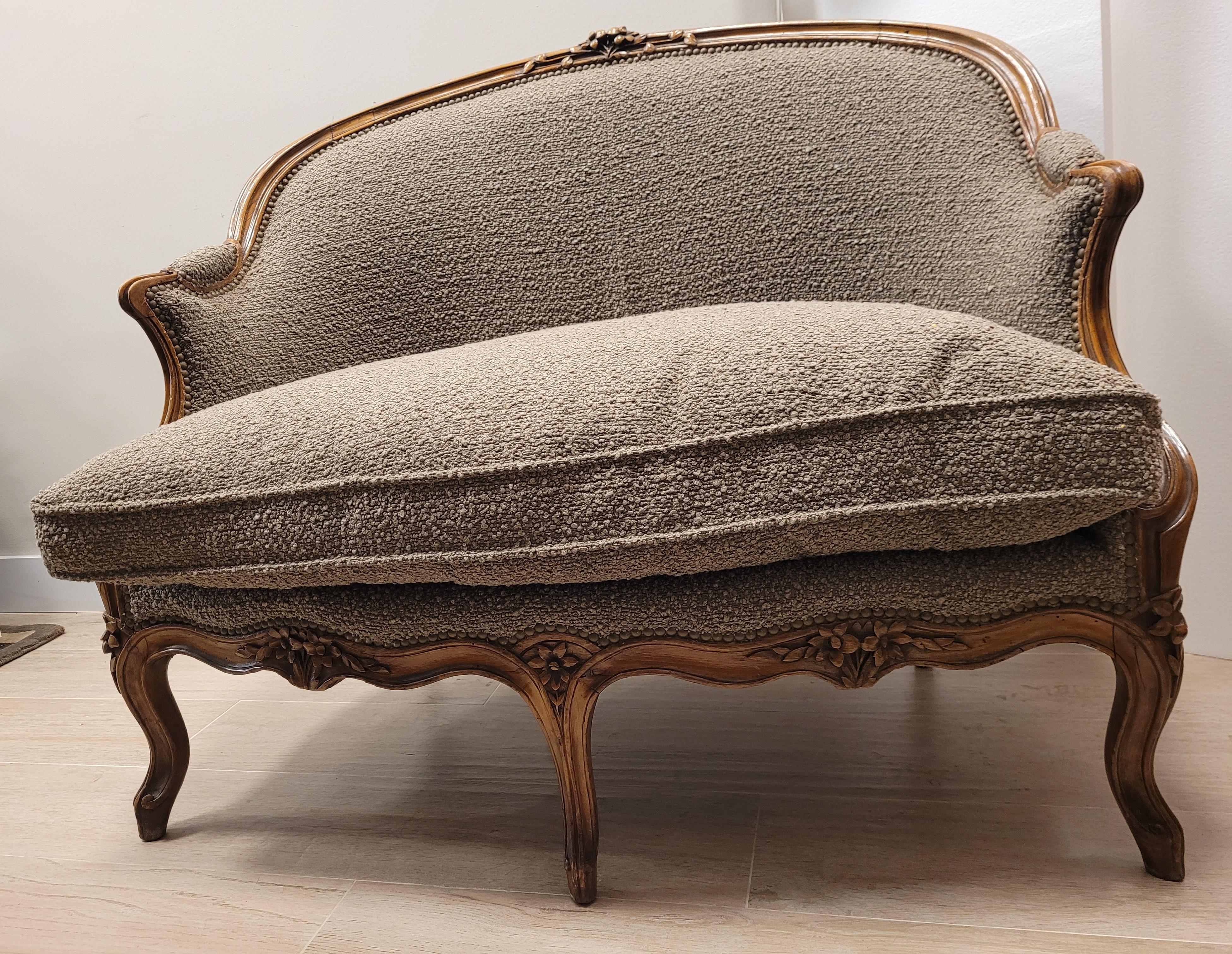 Französisches Sofa -Canape Luis xv Nerzfarbe, Holz  im Angebot 4