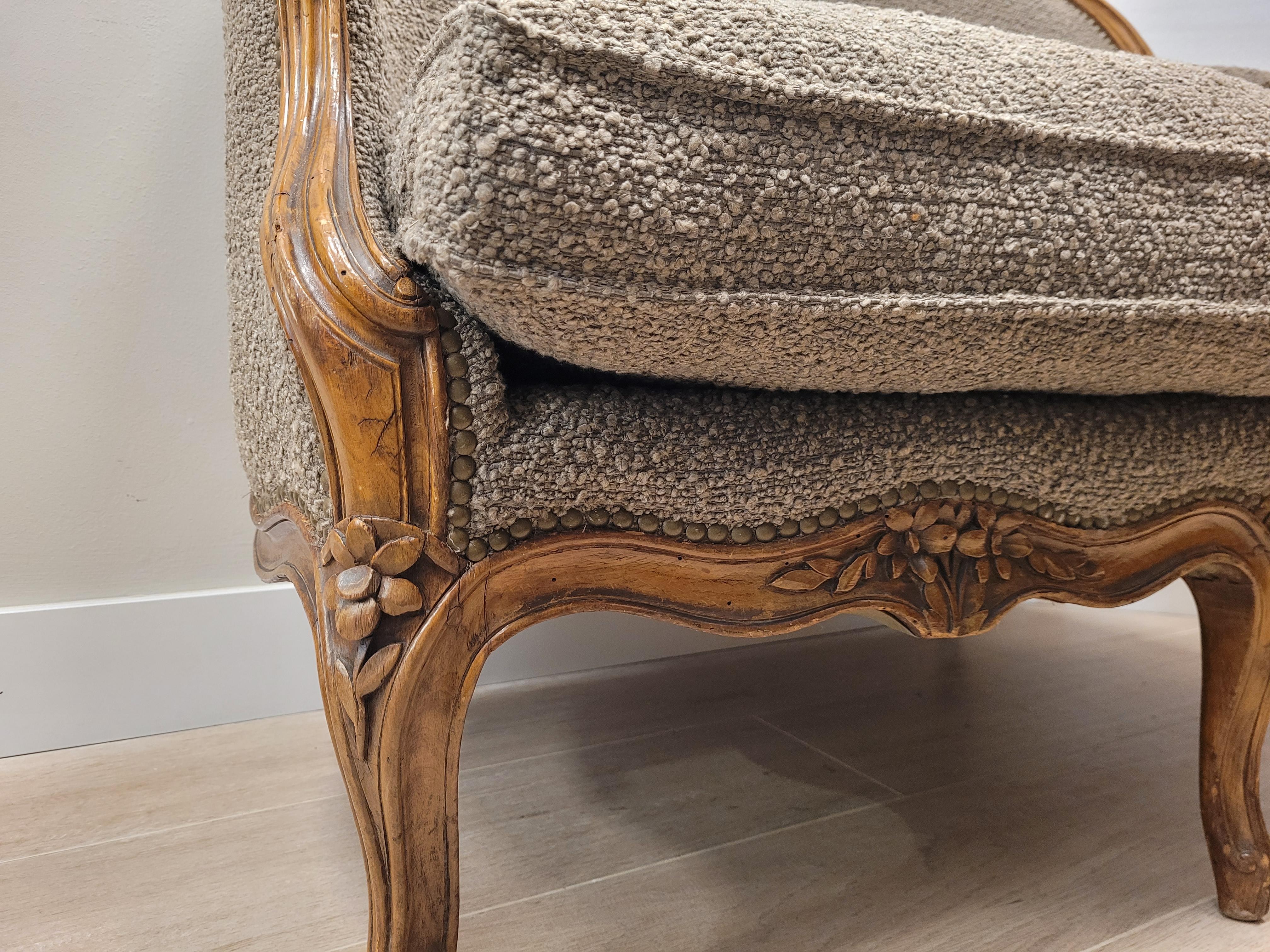 Französisches Sofa -Canape Luis xv Nerzfarbe, Holz  (Handgefertigt) im Angebot