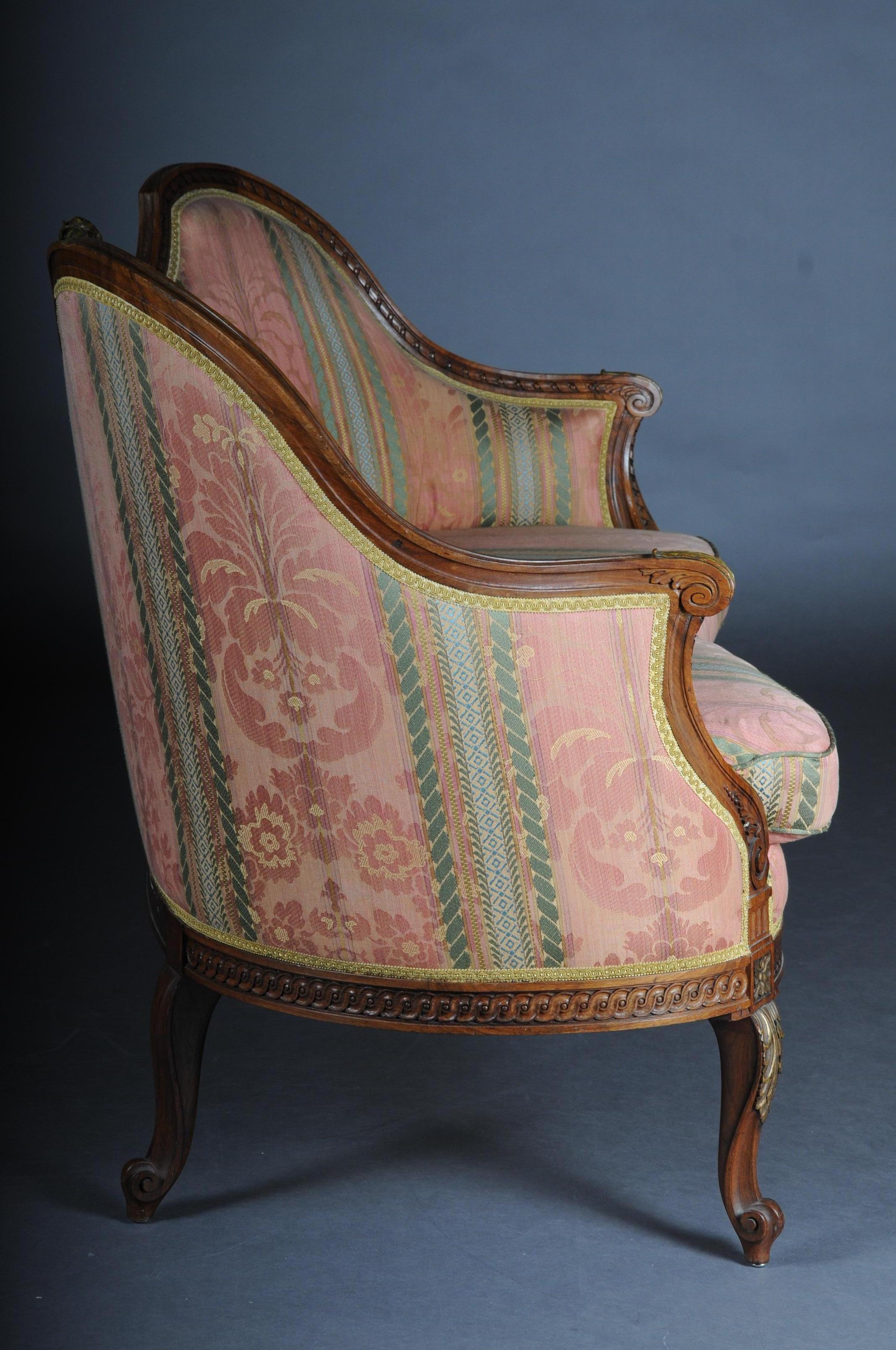 French Sofa Group Canape and 2 Bergeren, circa 1900, Beechwood For Sale 3
