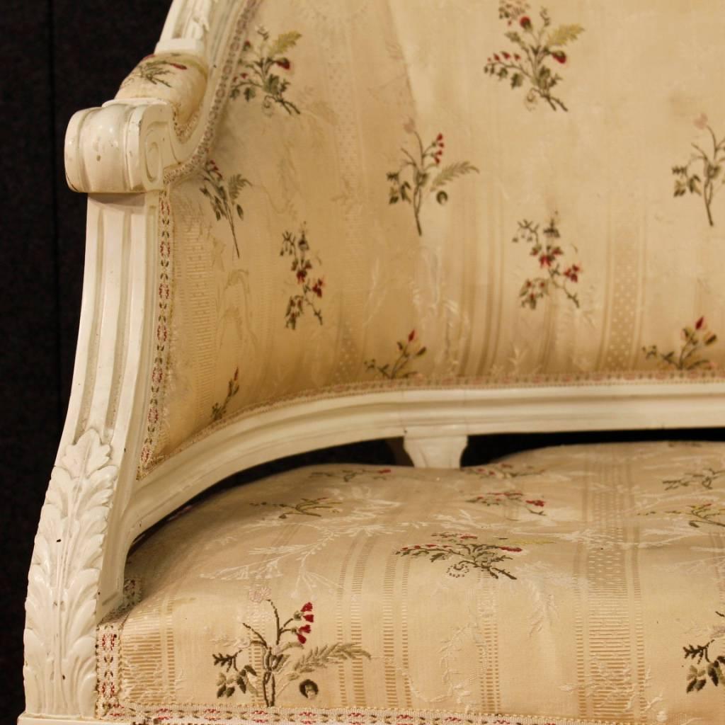 Mid-20th Century French Sofa in Lacquered and Carved Wood in Louis XVI Style from 20th Century