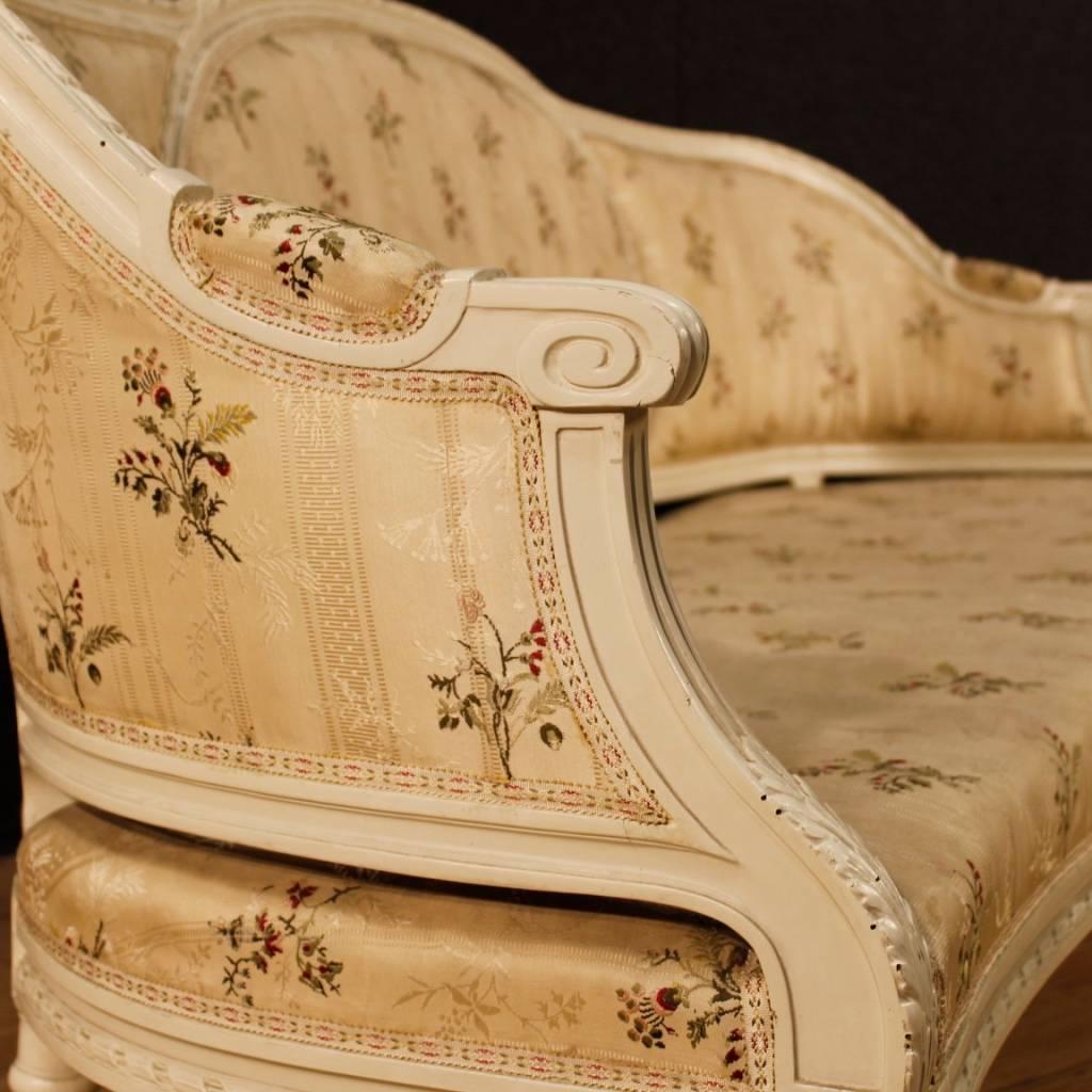 French Sofa in Lacquered and Carved Wood in Louis XVI Style from 20th Century 1