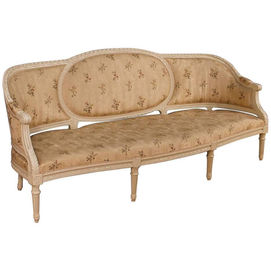 French Sofa in Lacquered and Carved Wood in Louis XVI Style from 20th Century