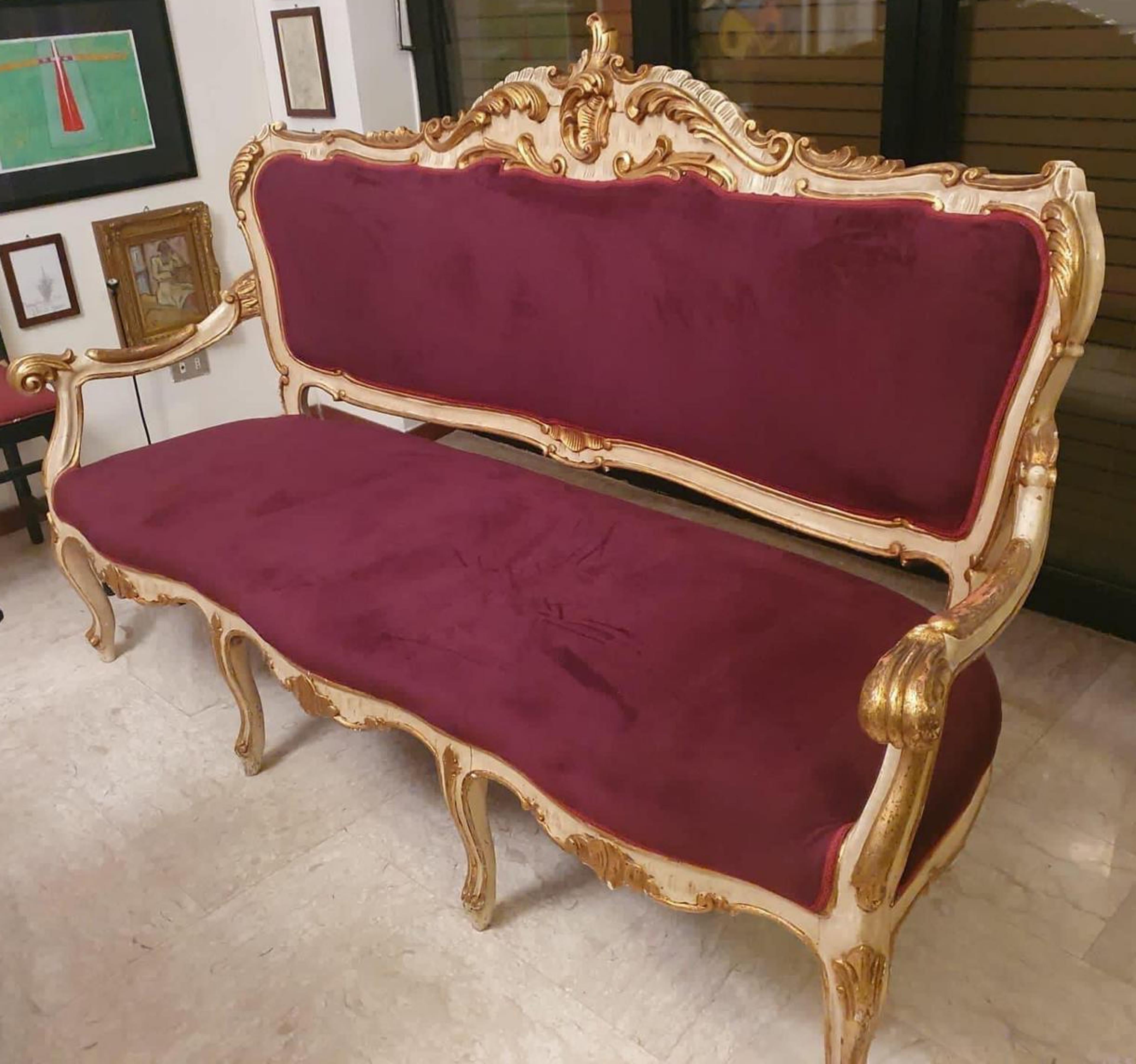 Hand-Carved French Sofa Louis XVI Style end 19th Century TOTAL RESTORED For Sale