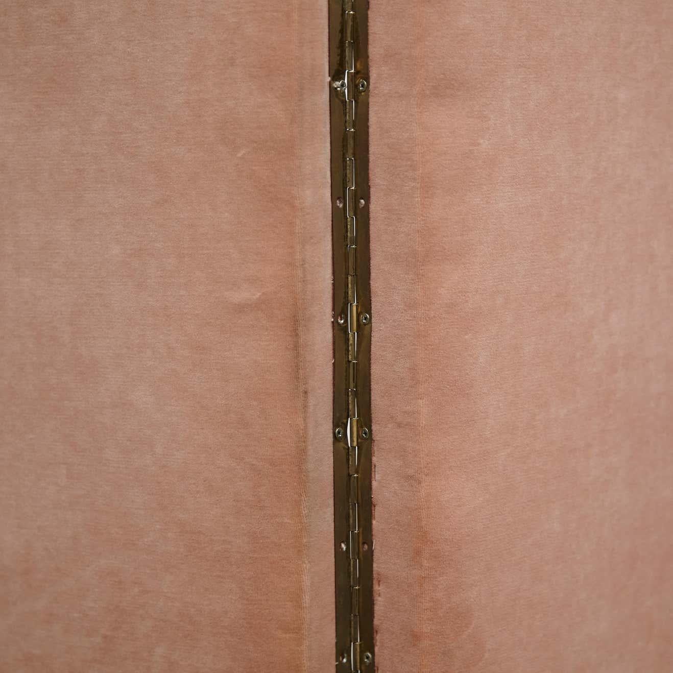 French Soft Pink Velvet Large Room Divider, circa 1960 For Sale 8