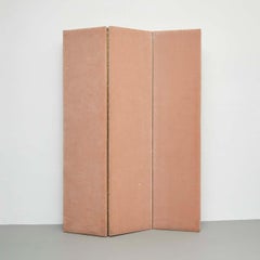 French Soft Pink Velvet Large Room Divider, circa 1960