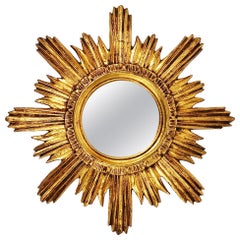 Espejo de Pared Soleil Dorado Estrellado, Hollywood Regency, Años 50