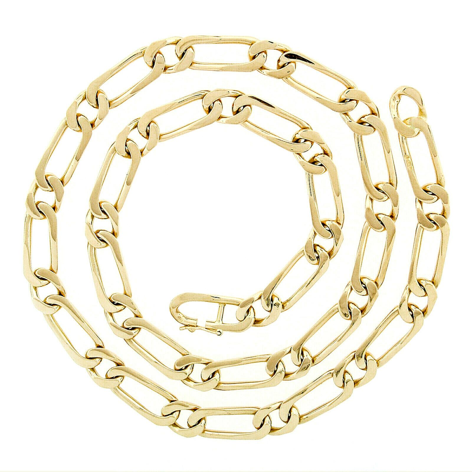 French Solid 18k Rosy Yellow Gold Open Unique Link Chain Necklace In Good Condition In Montclair, NJ