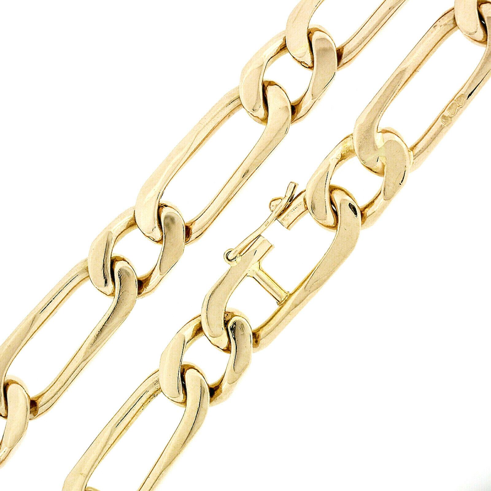 French Solid 18k Rosy Yellow Gold Open Unique Link Chain Necklace 2