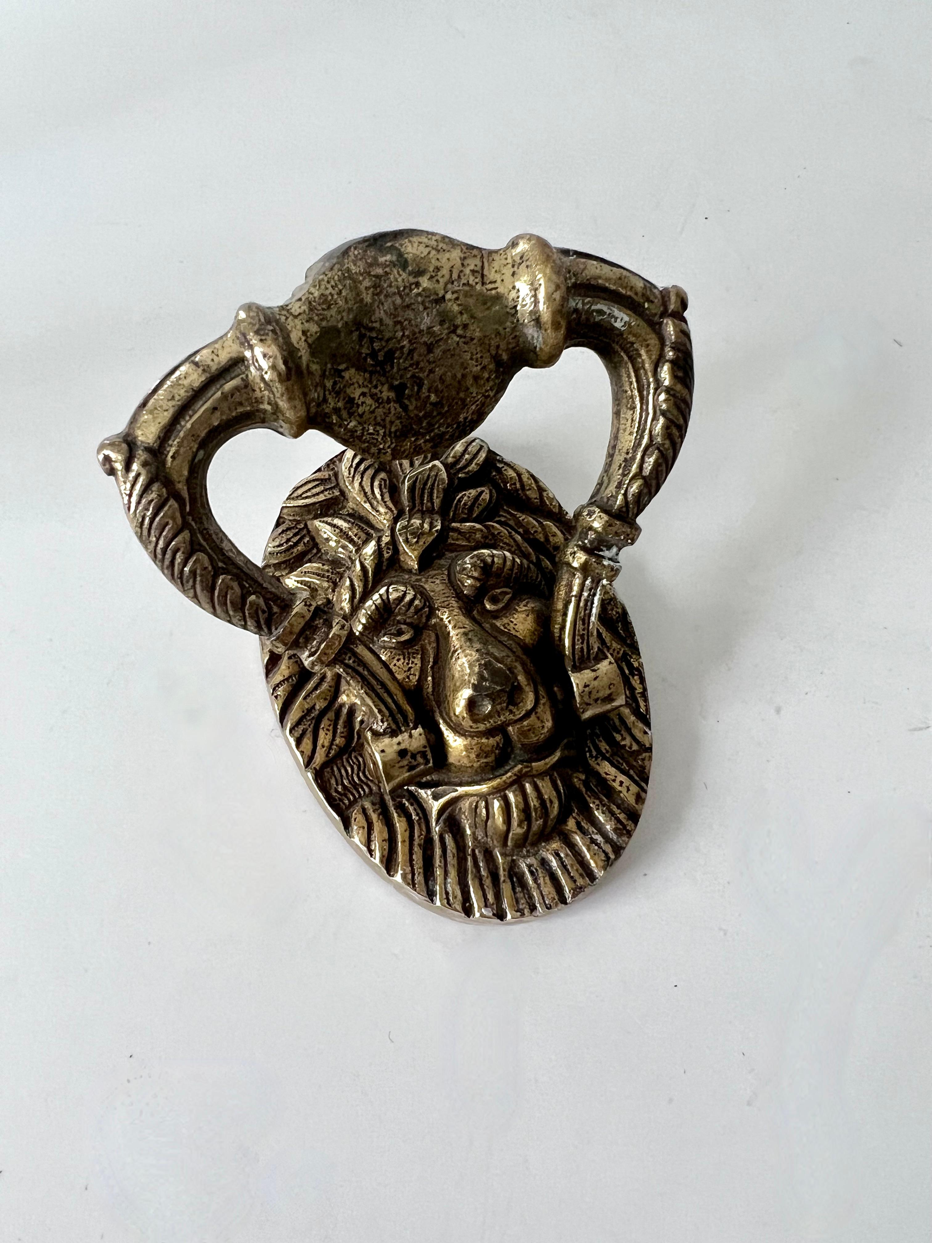 French Solid Brass Lion Door Knocker For Sale 2