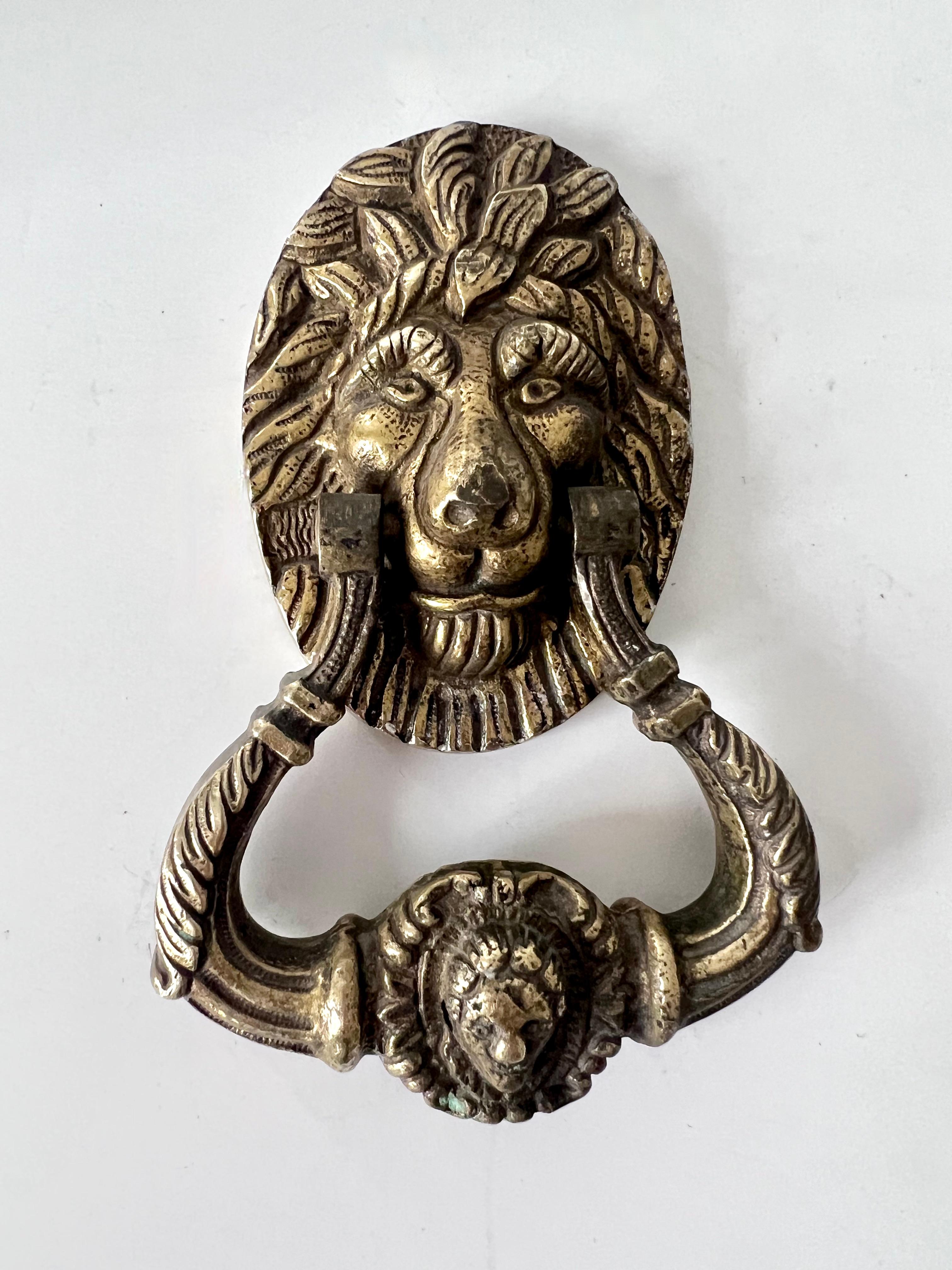 French Solid Brass Lion Door Knocker For Sale 3