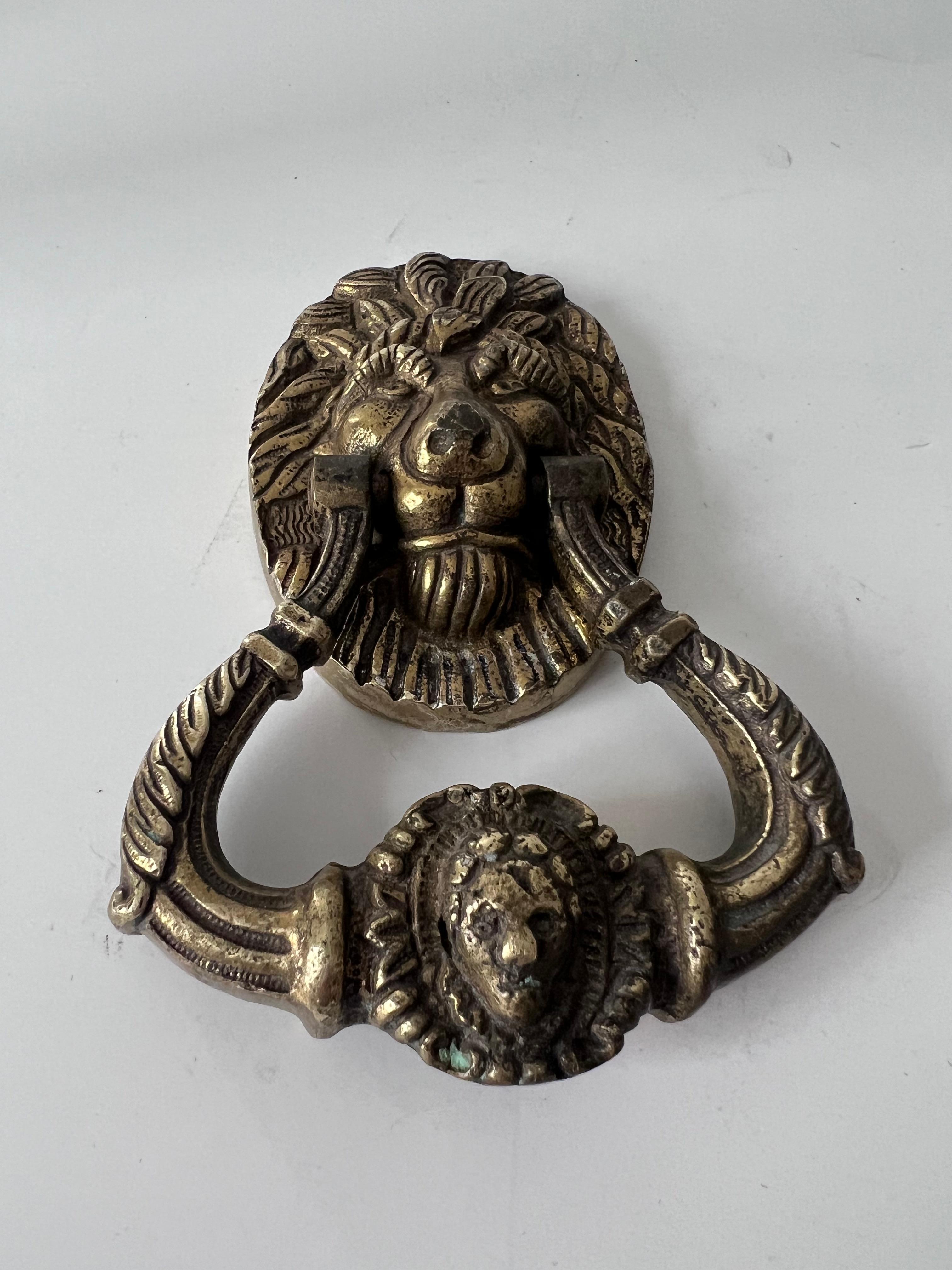 French Solid Brass Lion Door Knocker For Sale 4