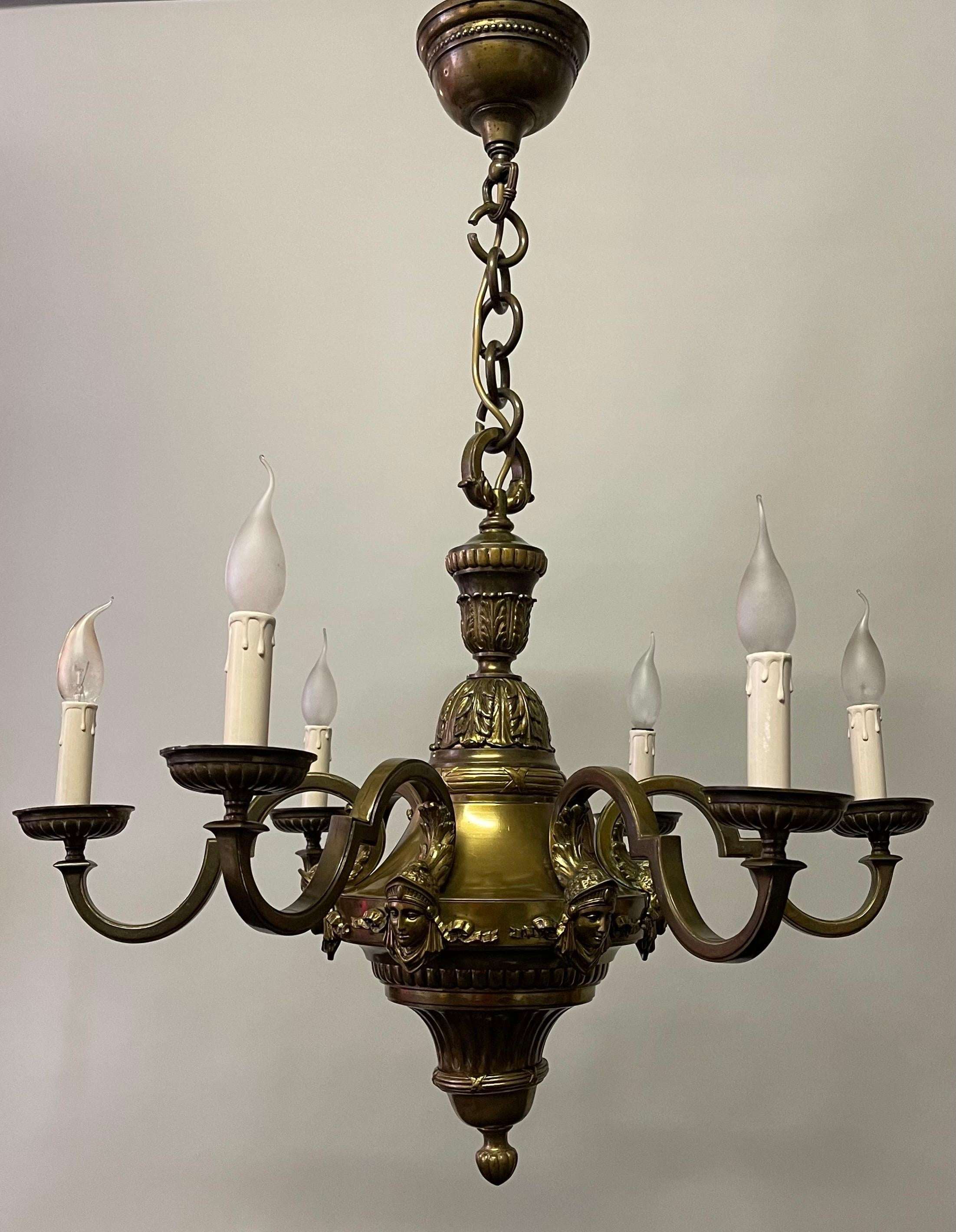 French Bronze Chandelier, circa 1900s For Sale 5