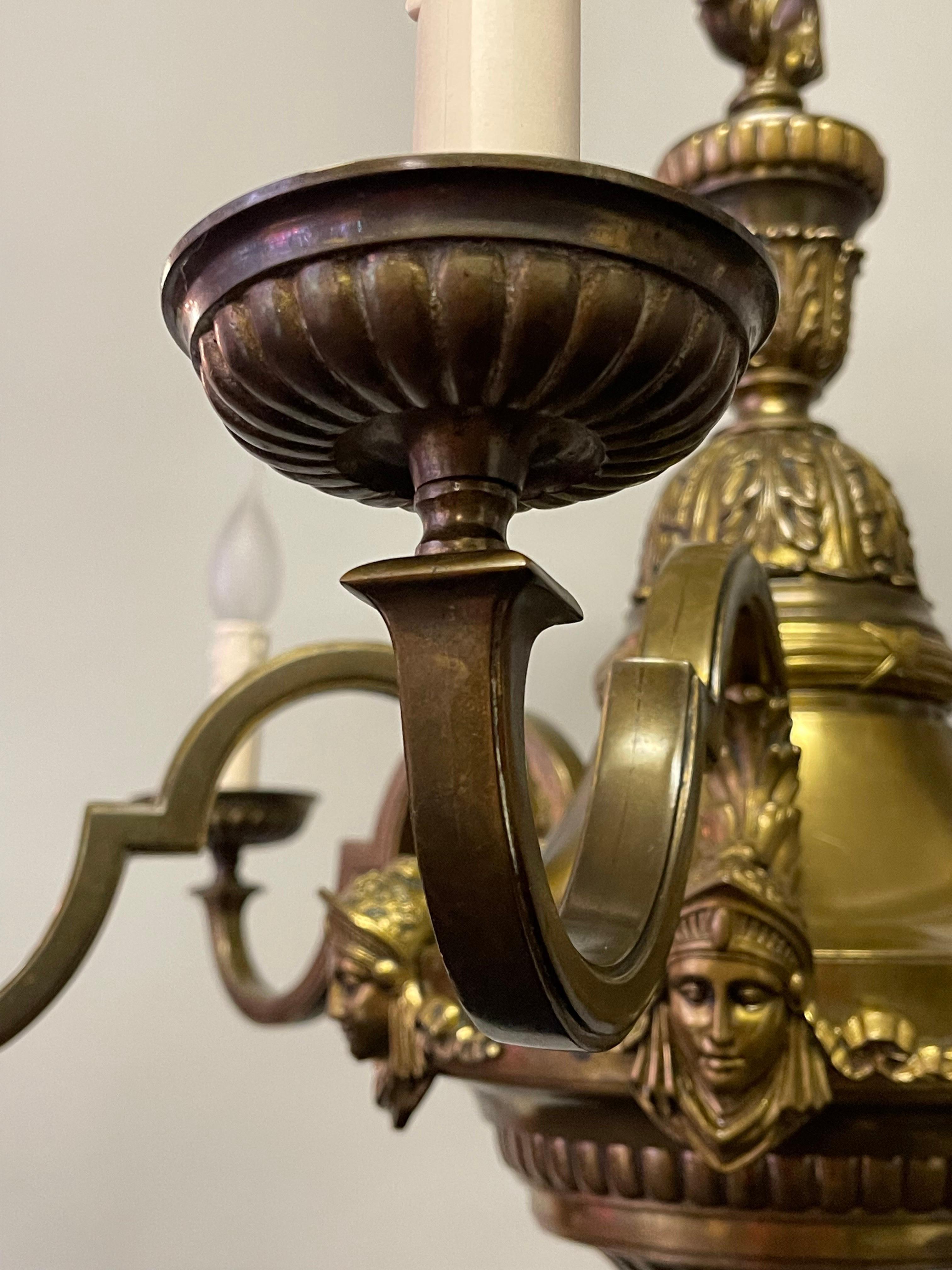 French Bronze Chandelier, circa 1900s For Sale 7
