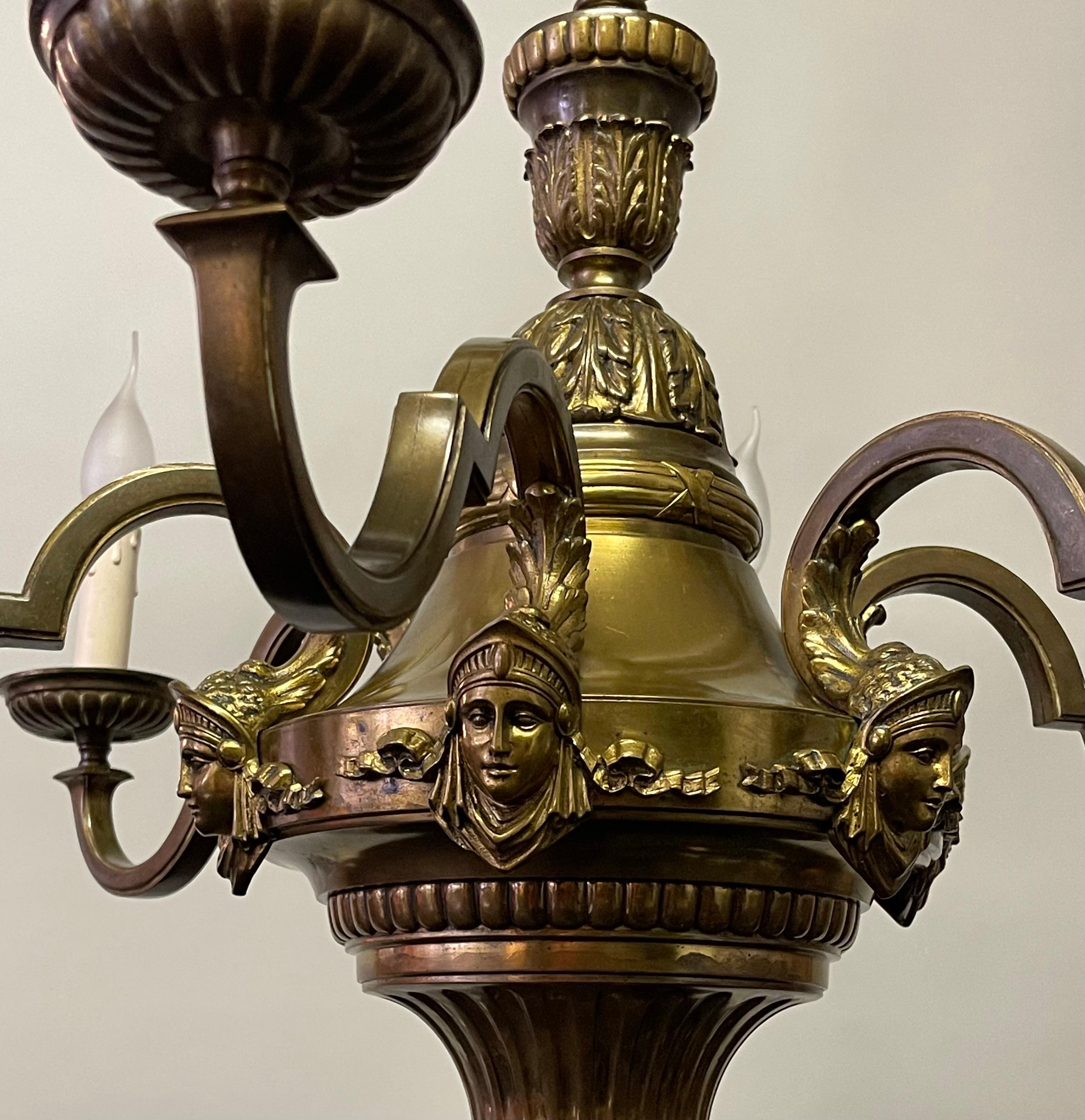 French Bronze Chandelier, circa 1900s For Sale 2