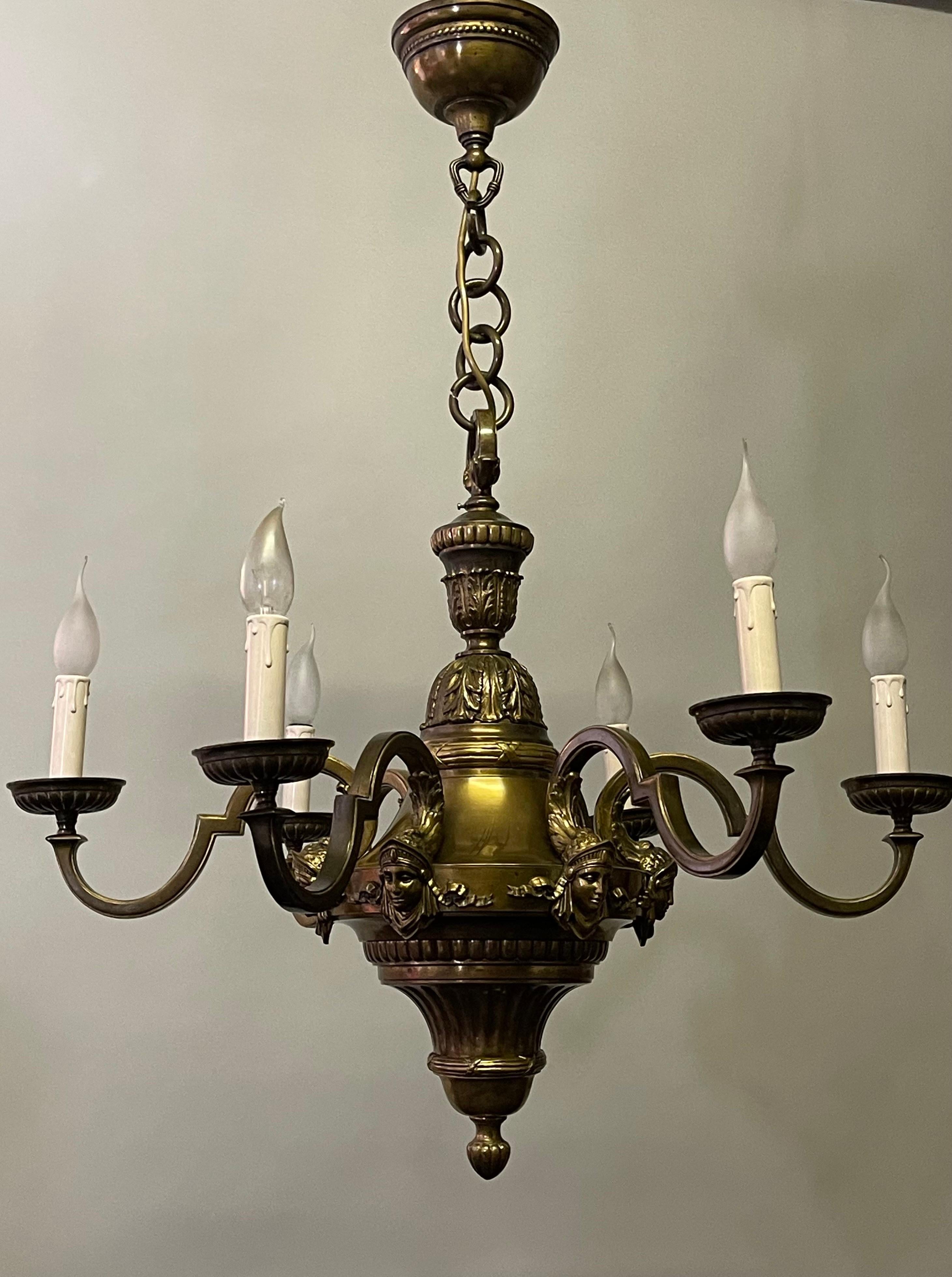 French Bronze Chandelier, circa 1900s For Sale 3